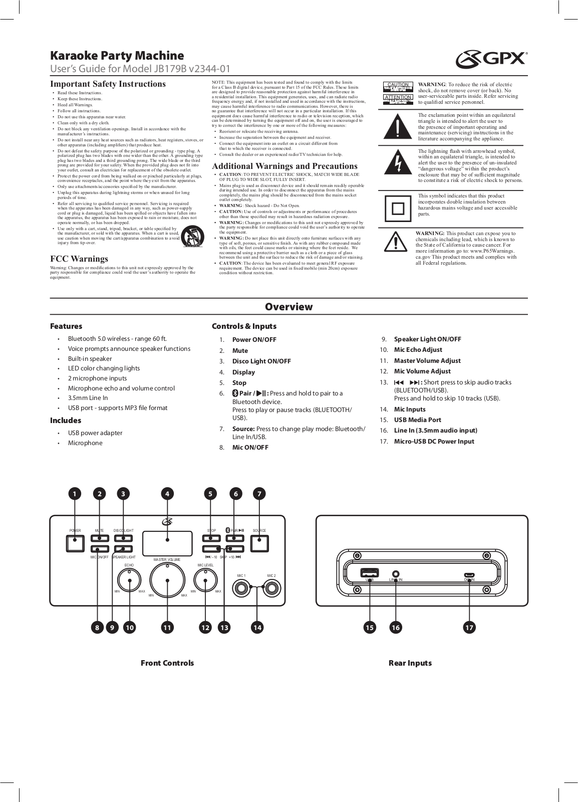 Gemlink JLA98BT Users Manual