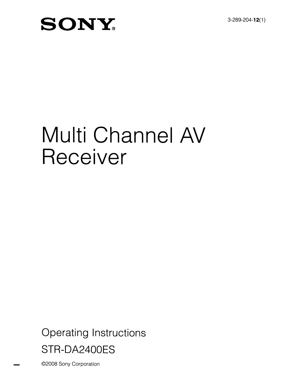 Sony STR-DA2400ES User Manual