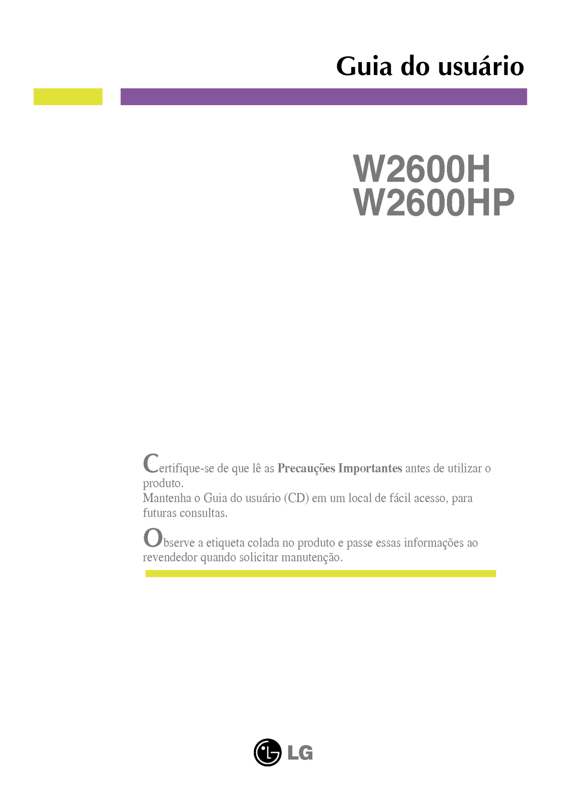 Lg W2600H, W2600HP User Manual