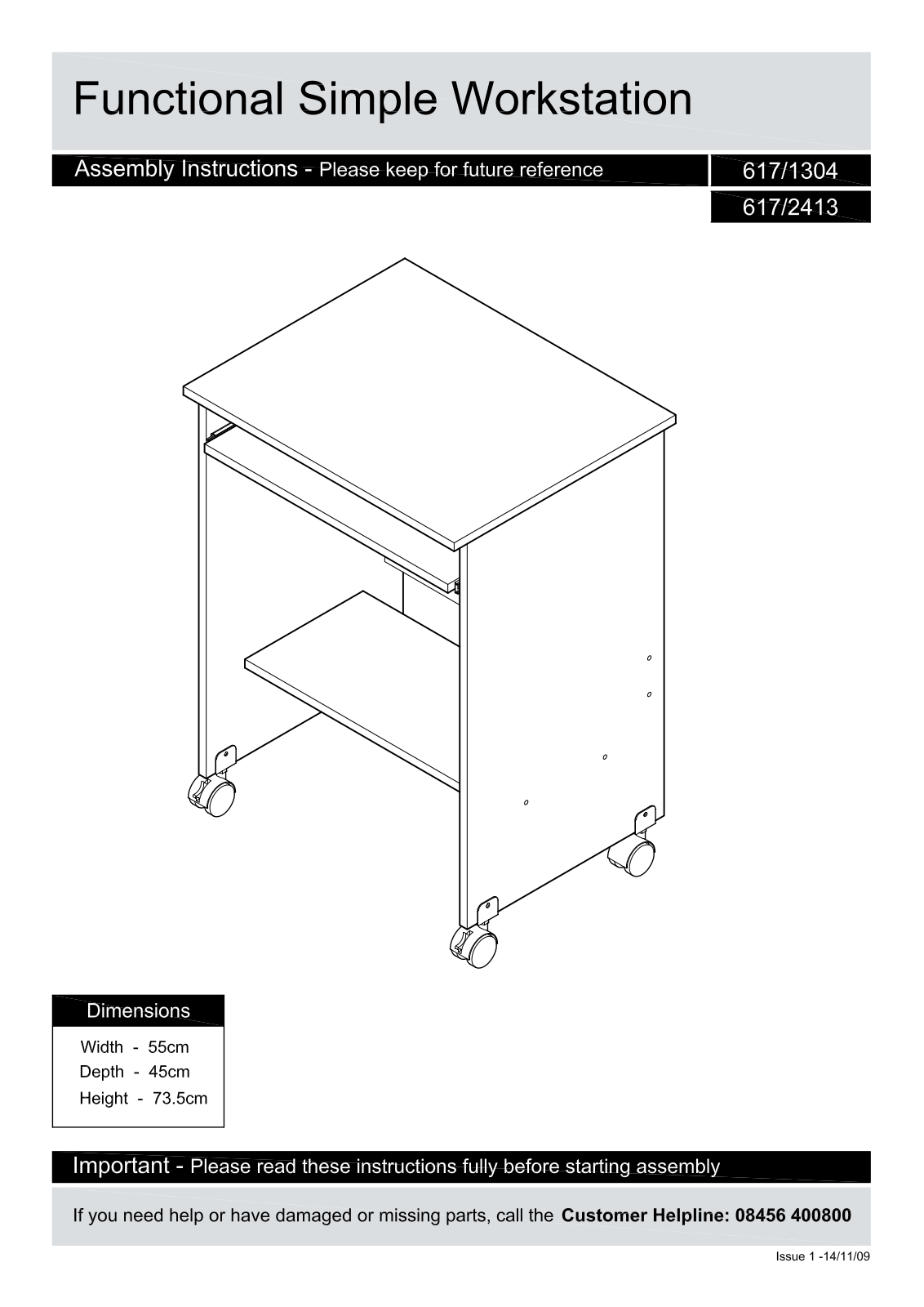 Argos 6172413 ASSEMBLY INSTRUCTIONS