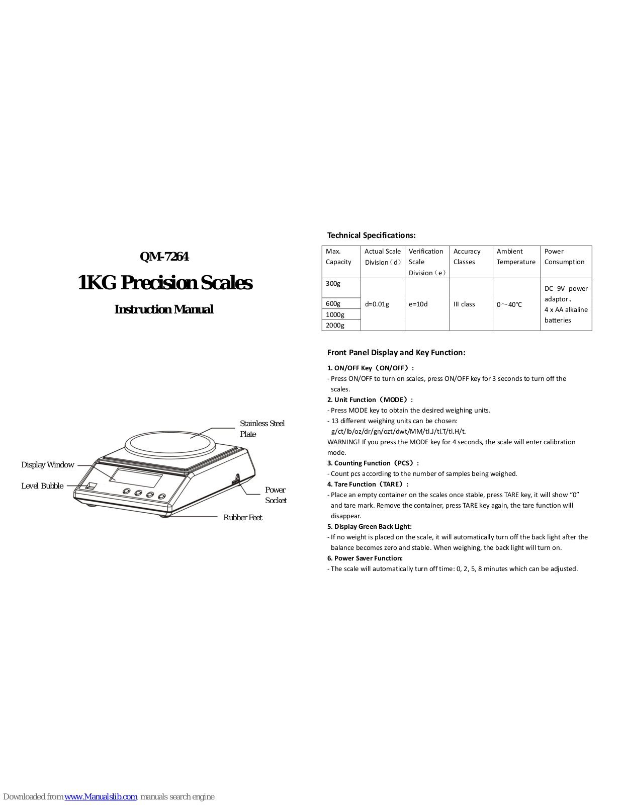 TechBrands QM-7264 Instruction Manual