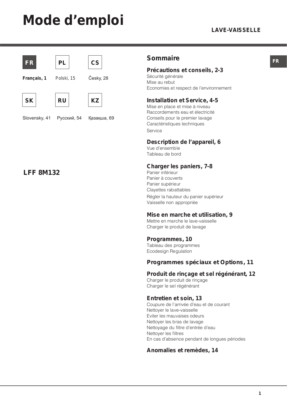 Hotpoint-Ariston LFF 8M132 User manual