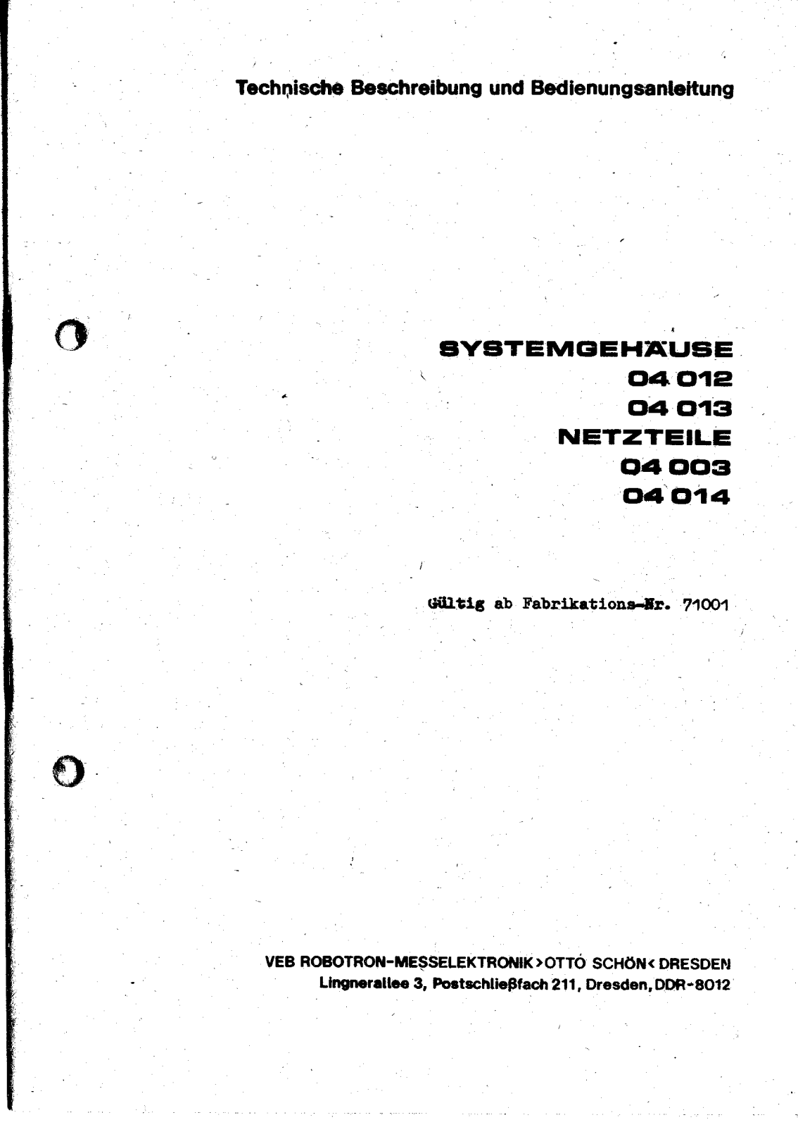 Robotron 4012, 4013, 4014, 4003 Service manual