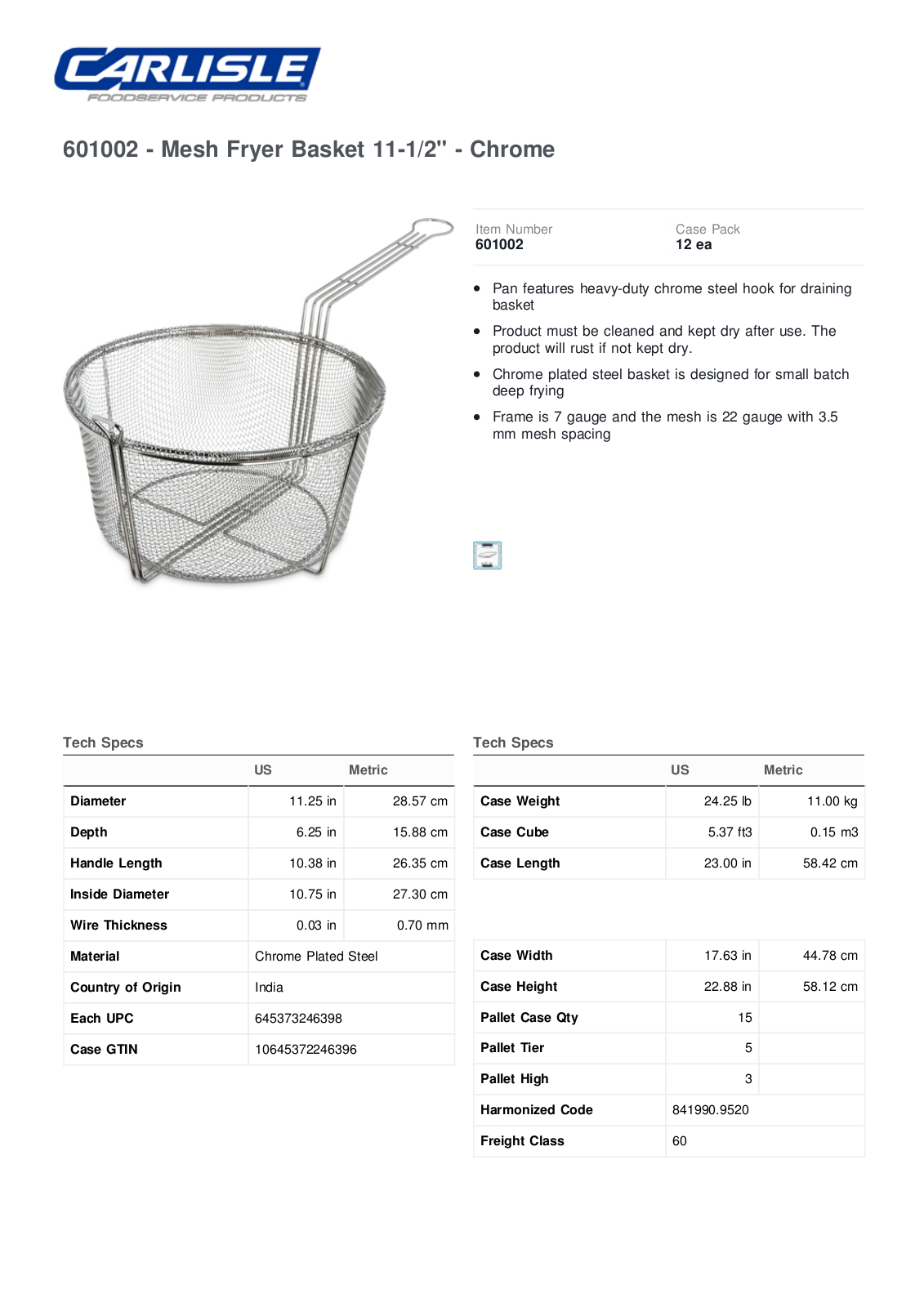 Carlisle Food Service Products CFSP1547 Specifications - ManualMachine.com