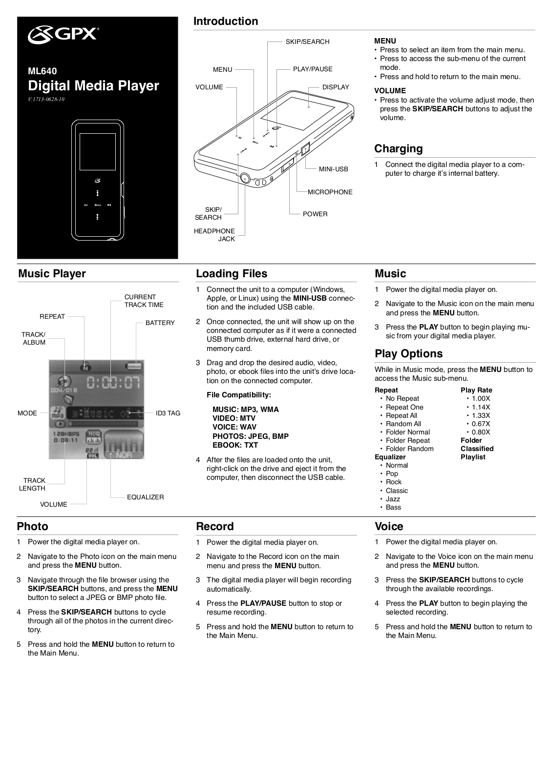 GPX ML640 User Manual