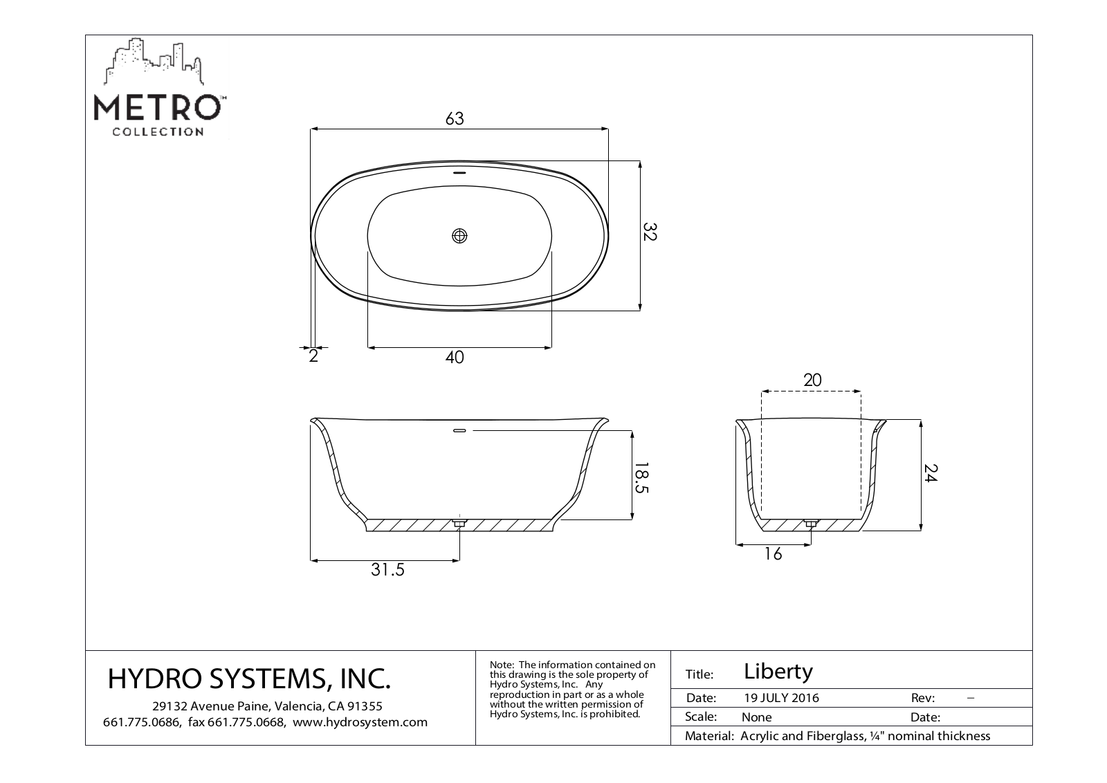 Hydro Systems Liberty 6332 Shematics