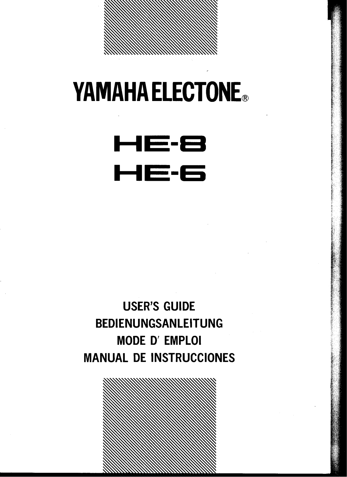 Yamaha HE-6, HE-8 Owner's Manual