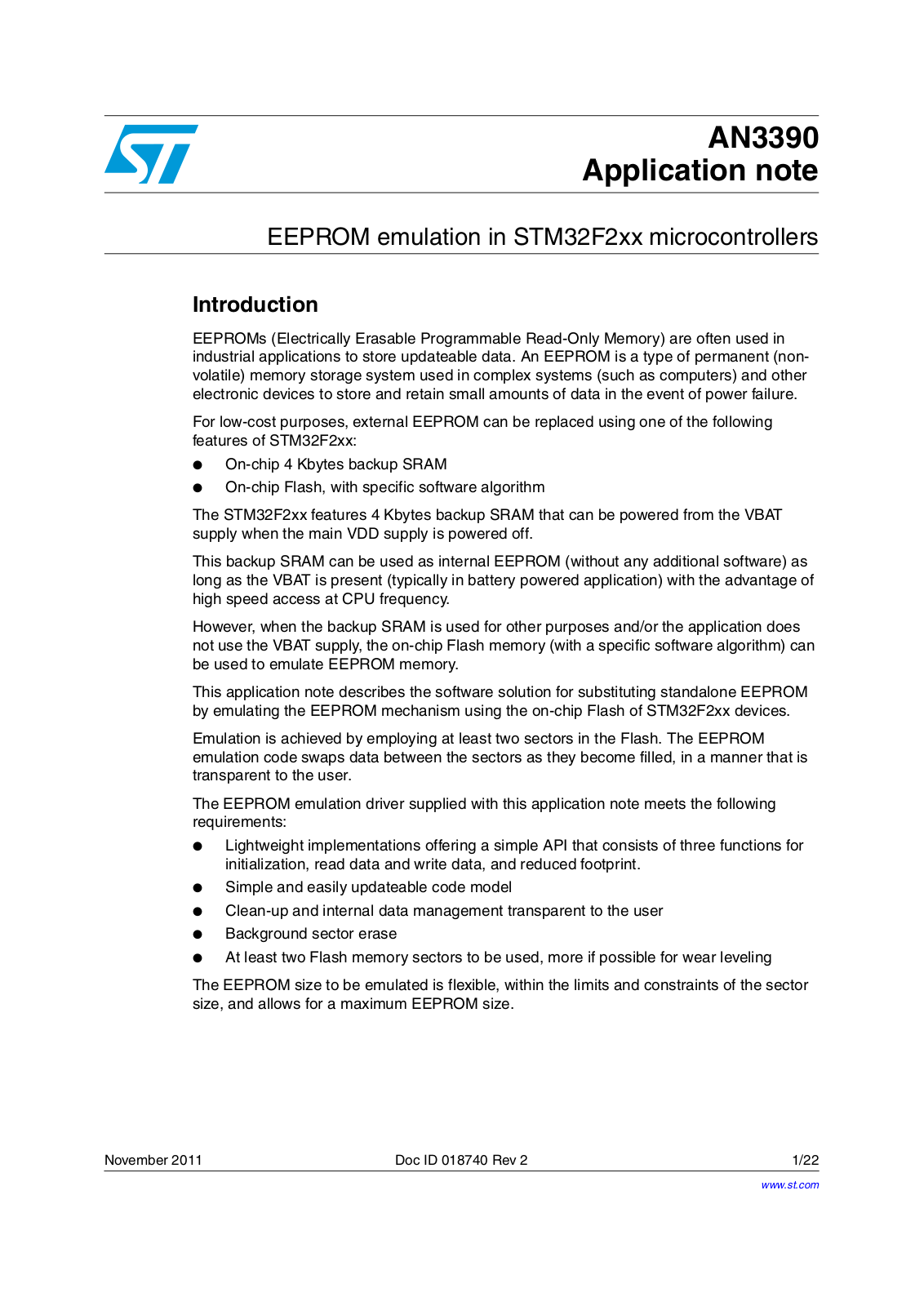 ST AN3390 APPLICATION NOTE