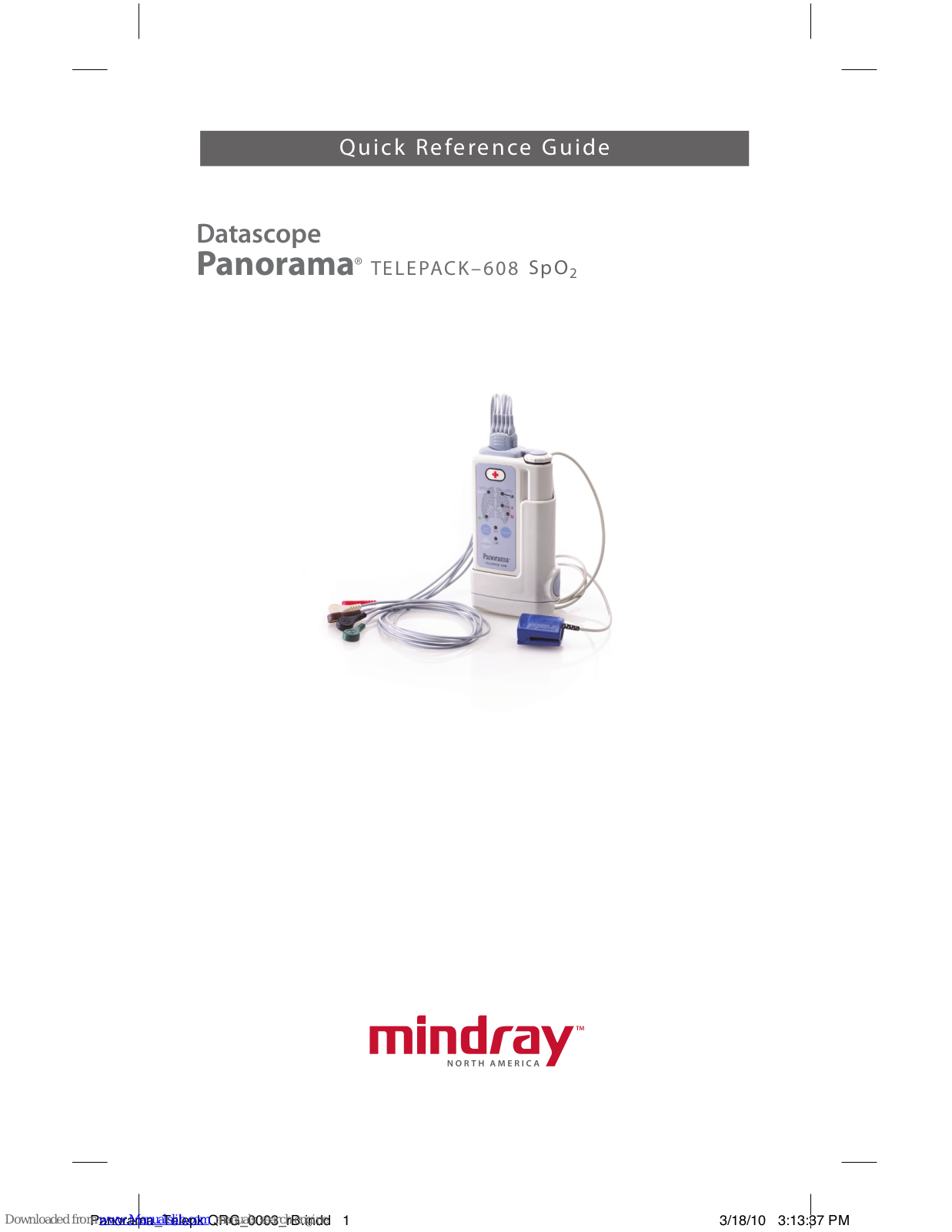 Mindray TELEPACK–608 SpO2 Quick Reference Manual