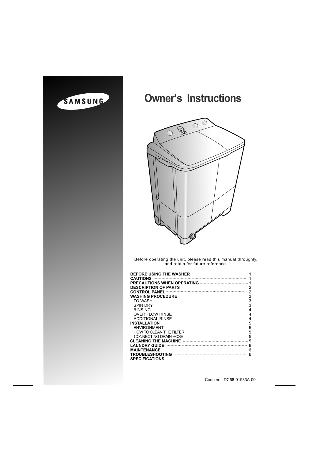 Samsung WT65H33 User Manual