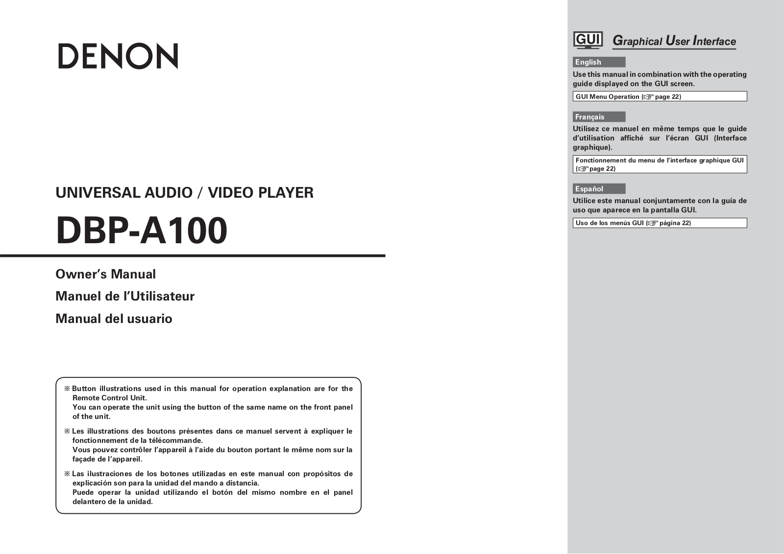 Denon DBP-A100 Owners Manual