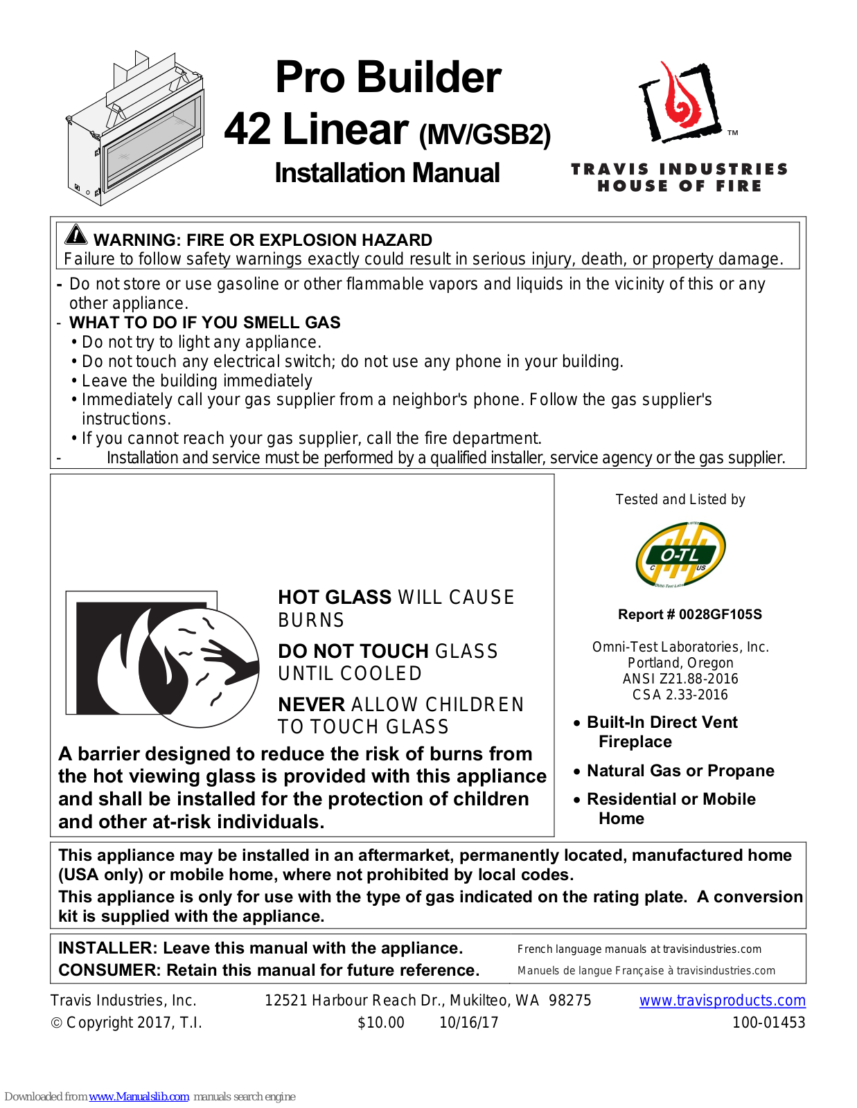 Travis Industries Pro Builder42 Linear Installation Manual - ManualMachine.com