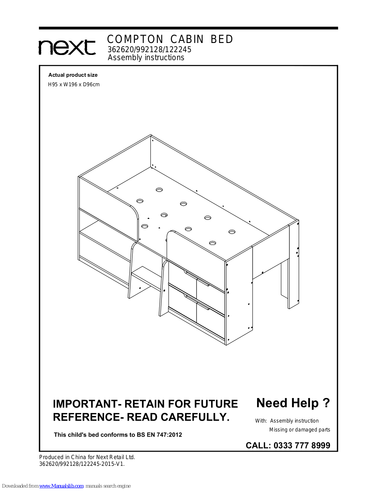 Next COMPTON CABIN BED Assembly  Manual - ManualMachine.com