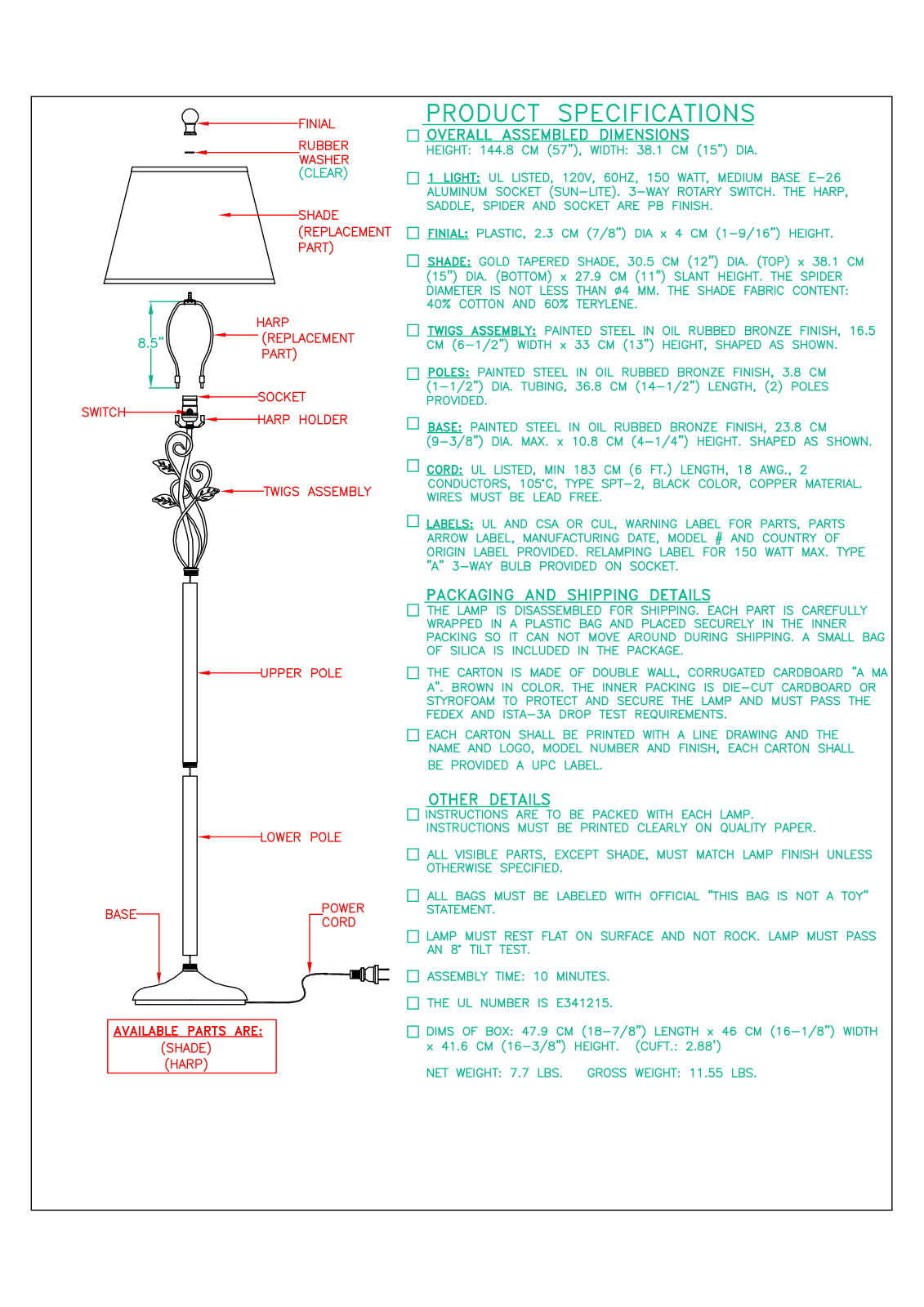 Joss & Main LARK1202 Specifications - ManualMachine.com