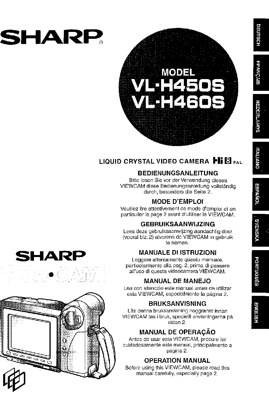 Sharp VL-H450S, VL-H460S Operating Instruction