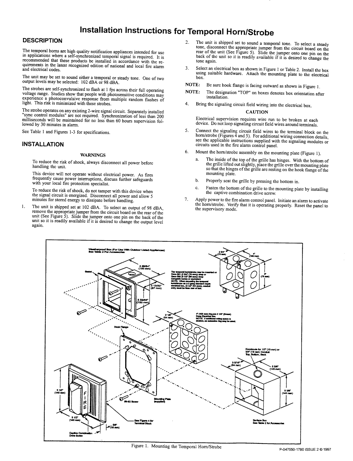 Edwards Signaling Temporal Horn/Strobe Installation Instructions