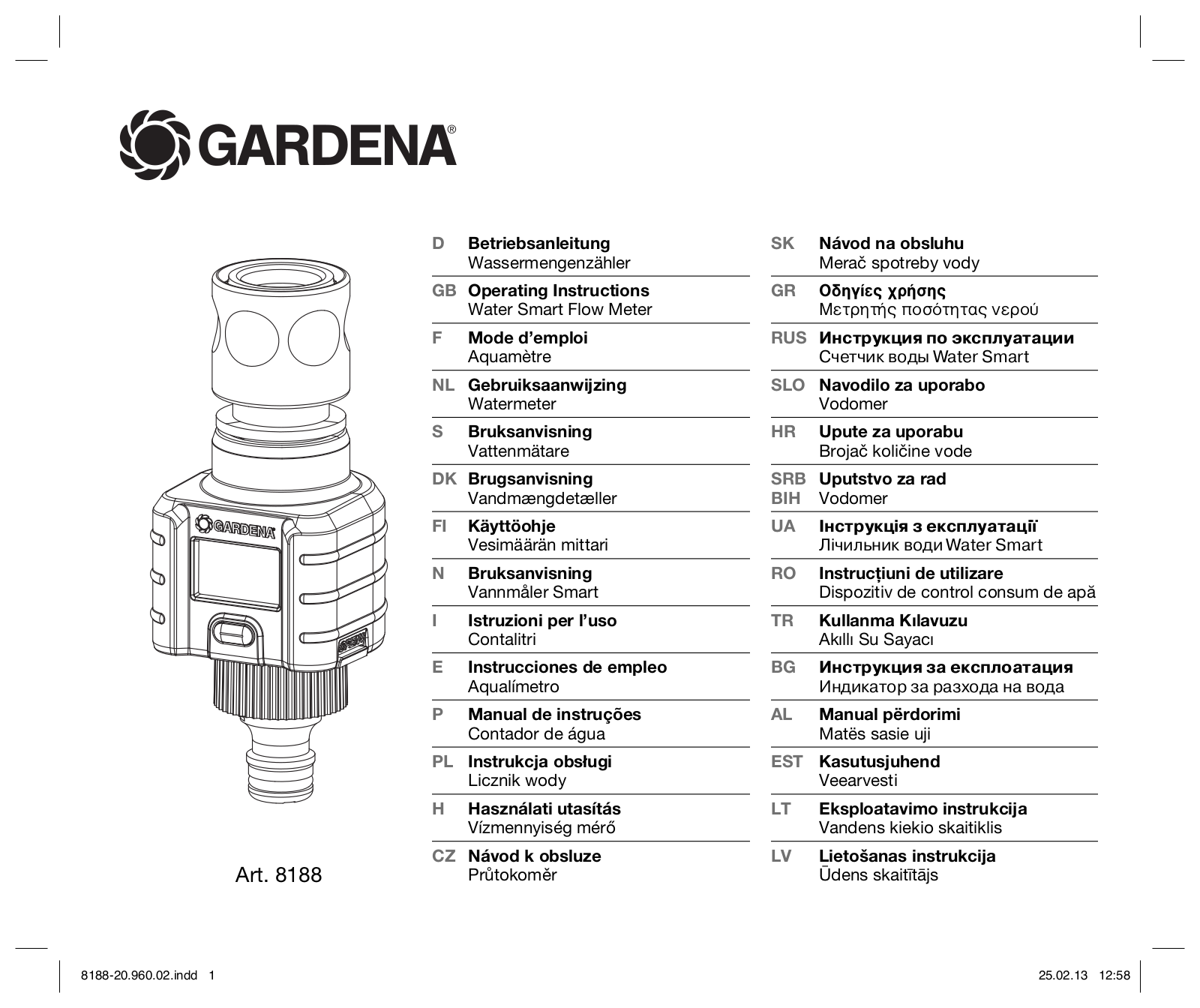 GARDENA 8188 User guide