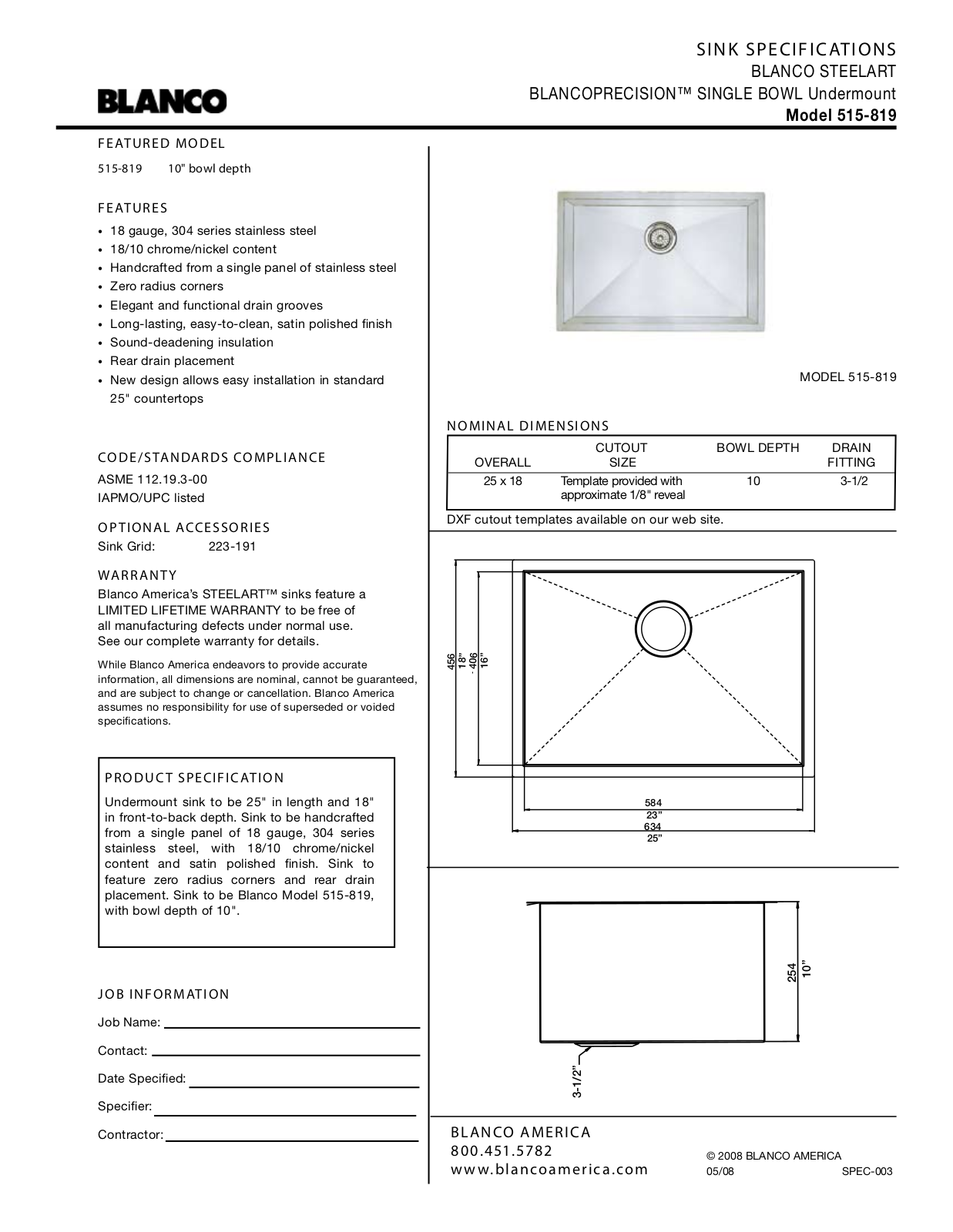 Blanco 515-819 User Manual