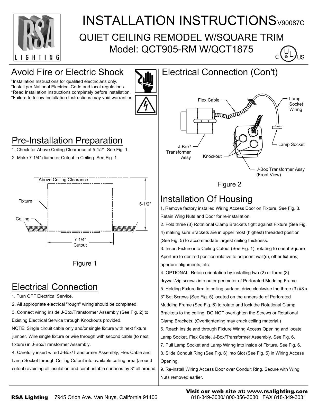 Cooper Lighting W-QCT1875 User Manual