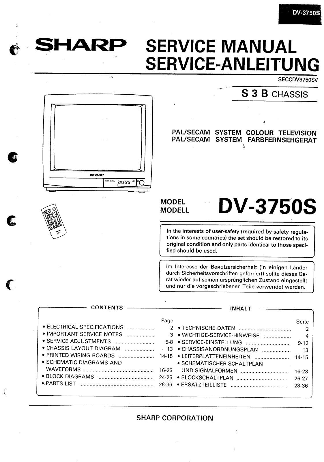 Sharp DV-3750 Schematic