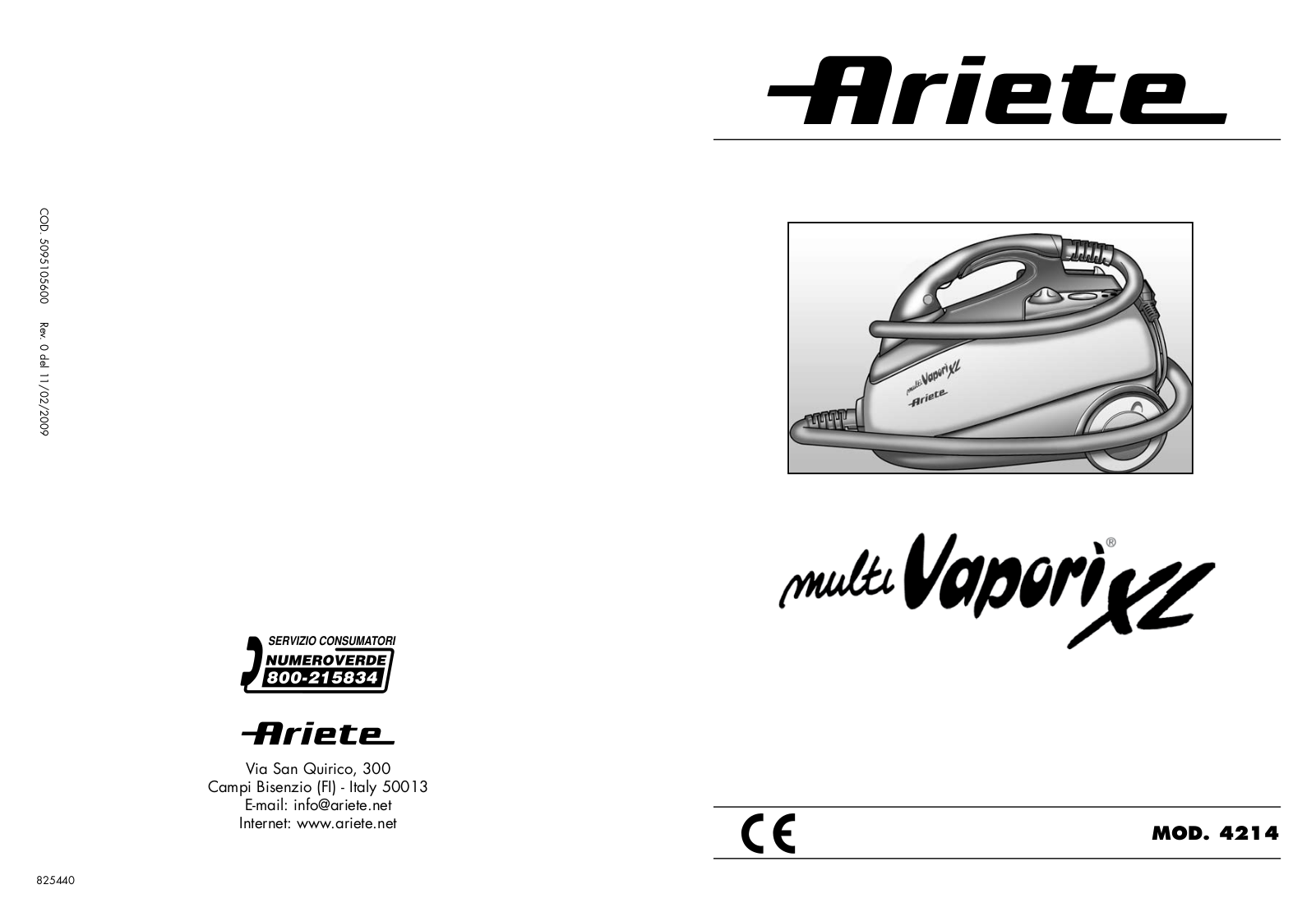 ARIETE Multivapori XL 4214 User Manual