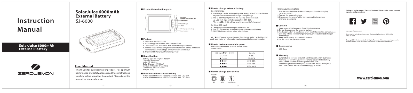 Zerolemon SJ-6000 User Manual