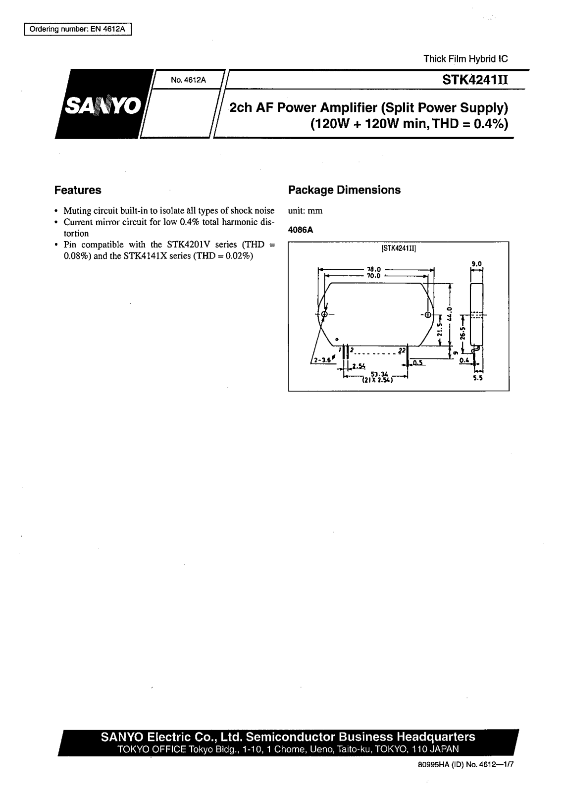 SANYO STK4241II Datasheet