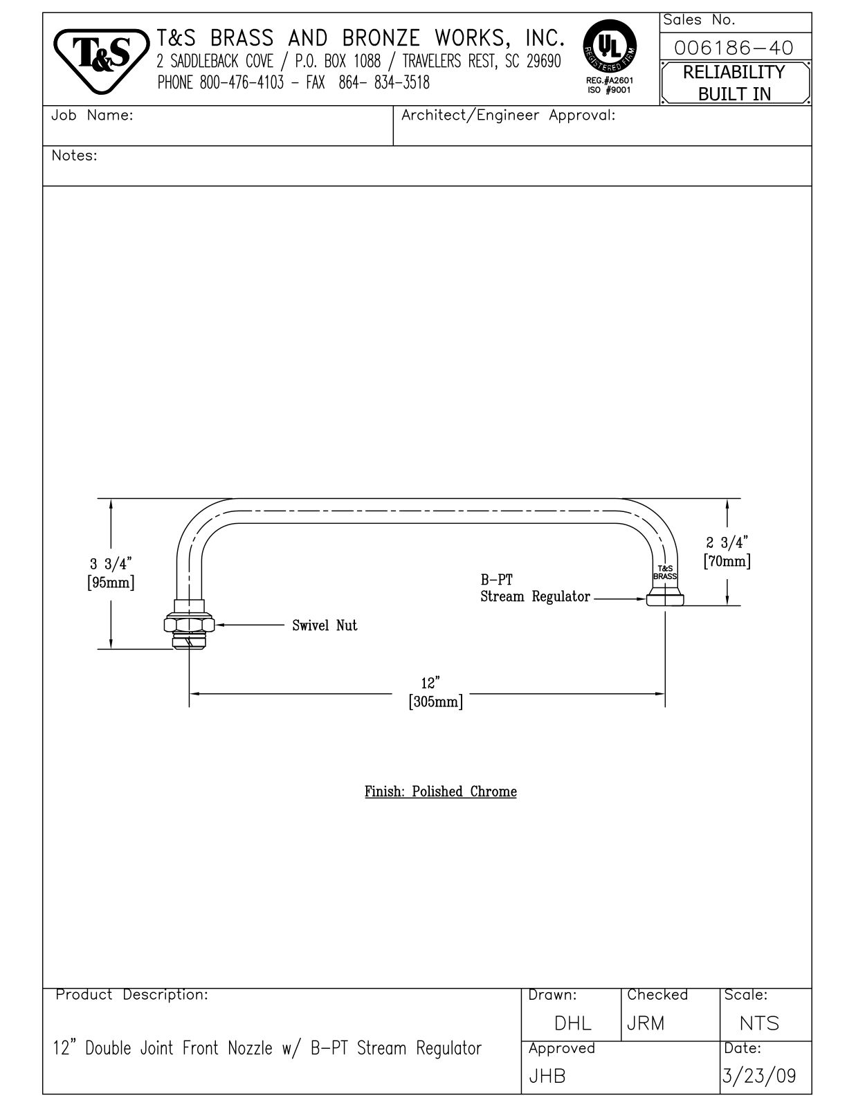 T&S Brass 006186-40 User Manual