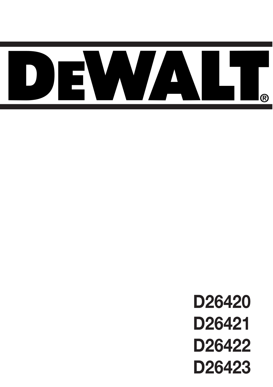 DEWALT D26420, D26421 User Manual