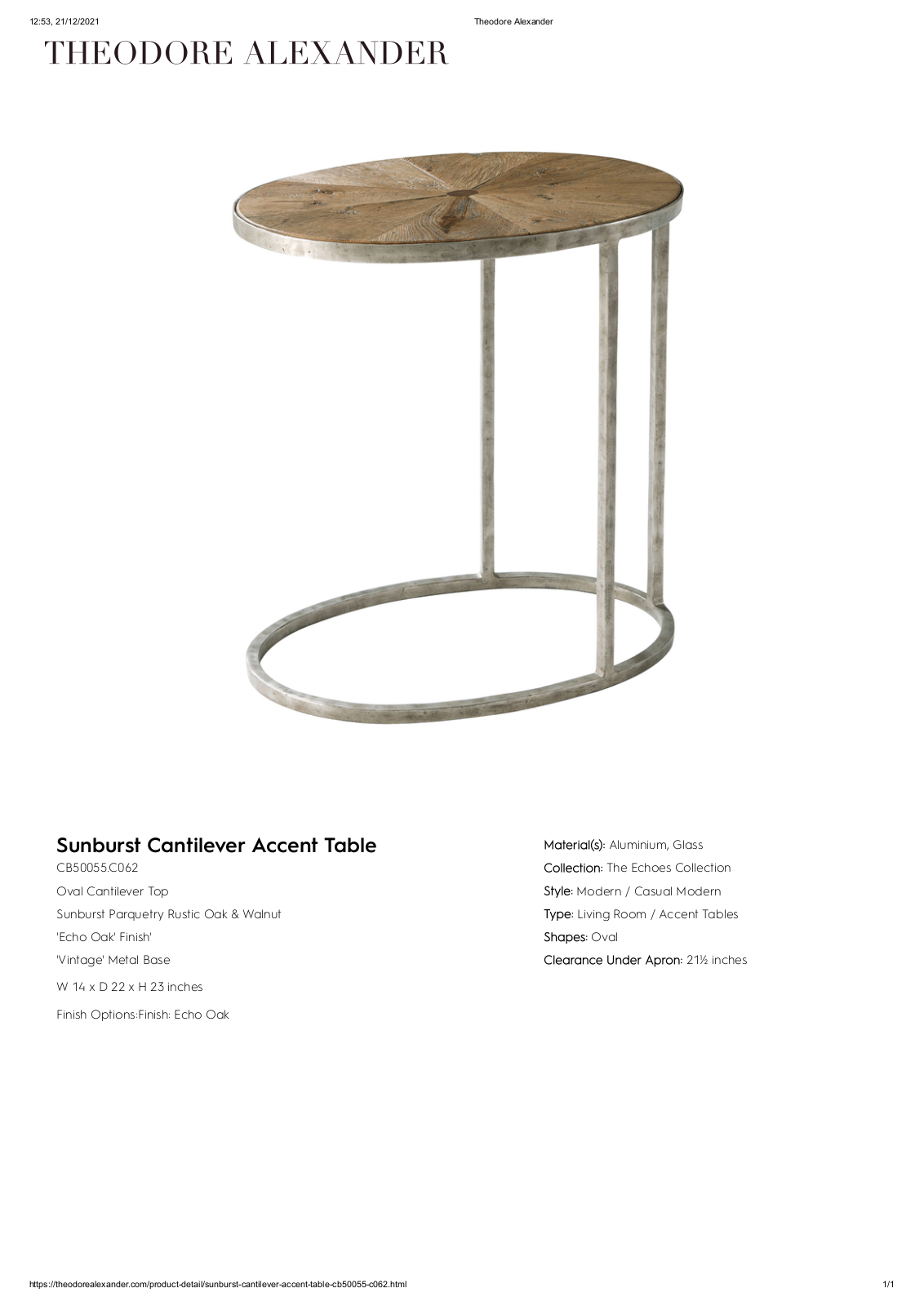 Theodore Alexander FPLJ3010 Specifications - ManualMachine.com