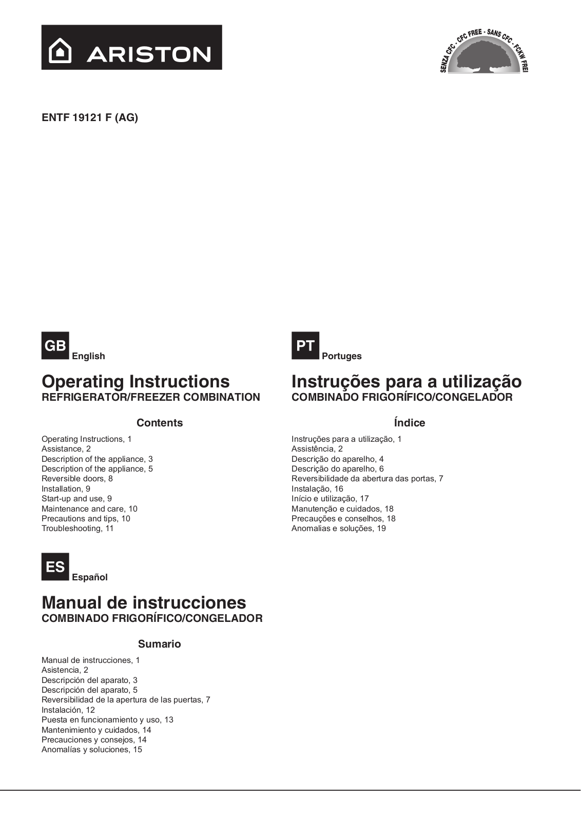 Hotpoint ENTF 19121 F User Manual