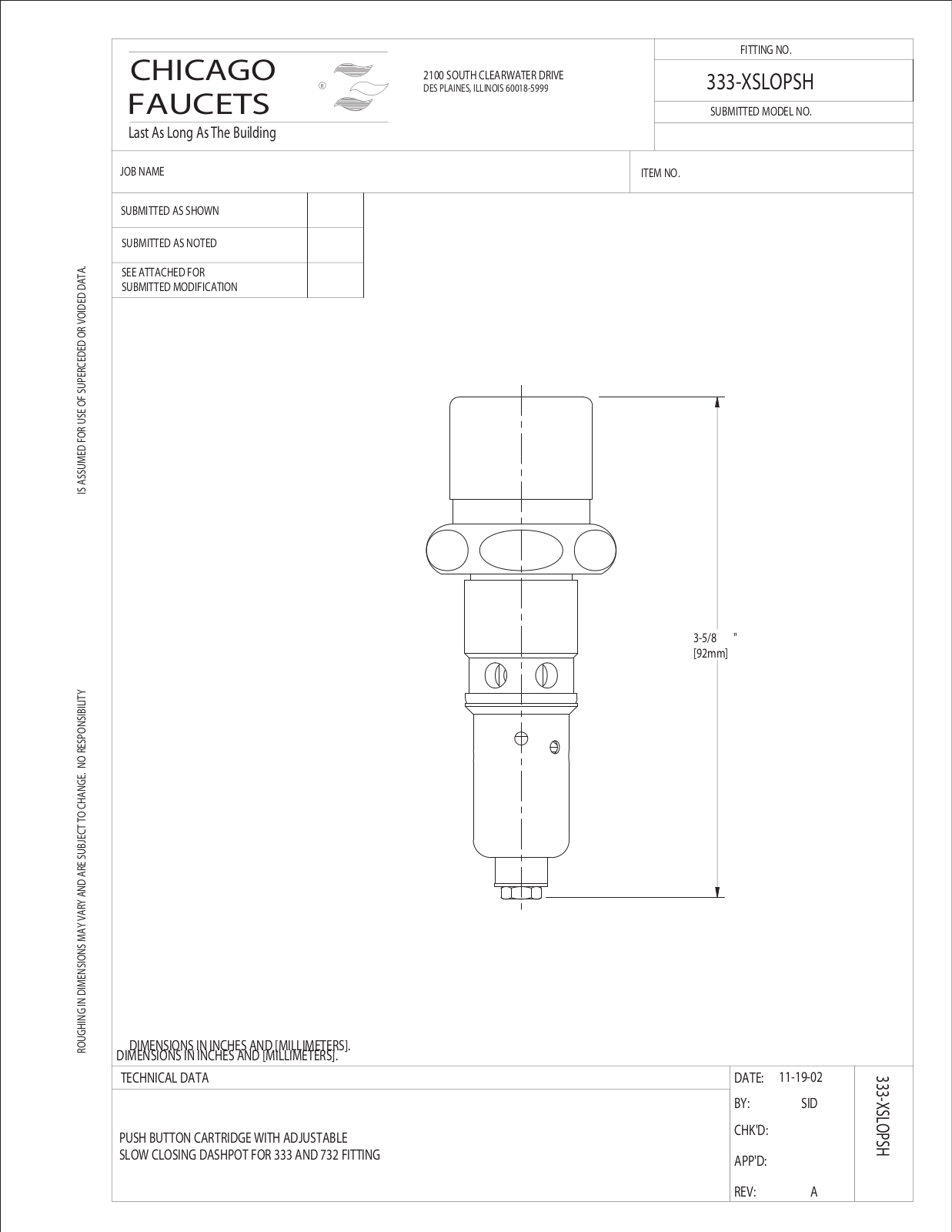 Chicago Faucet 333-XSLOPSHJKNF User Manual