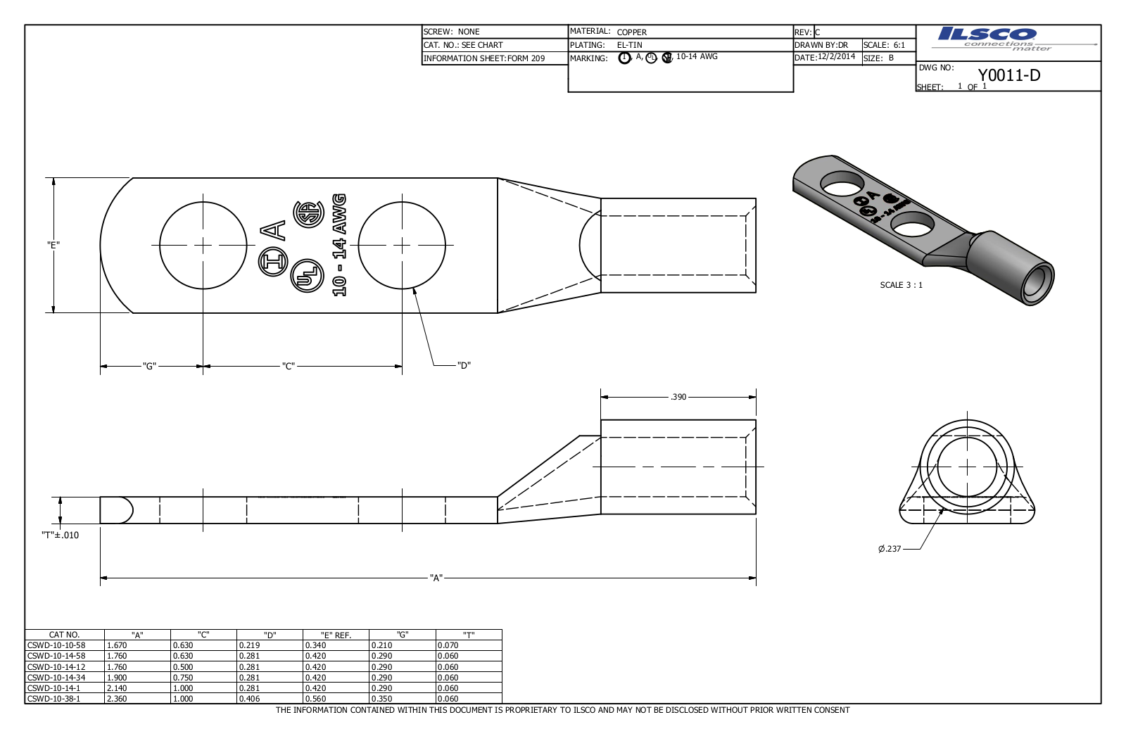 Ilsco CSWD-10-10-58 Data sheet