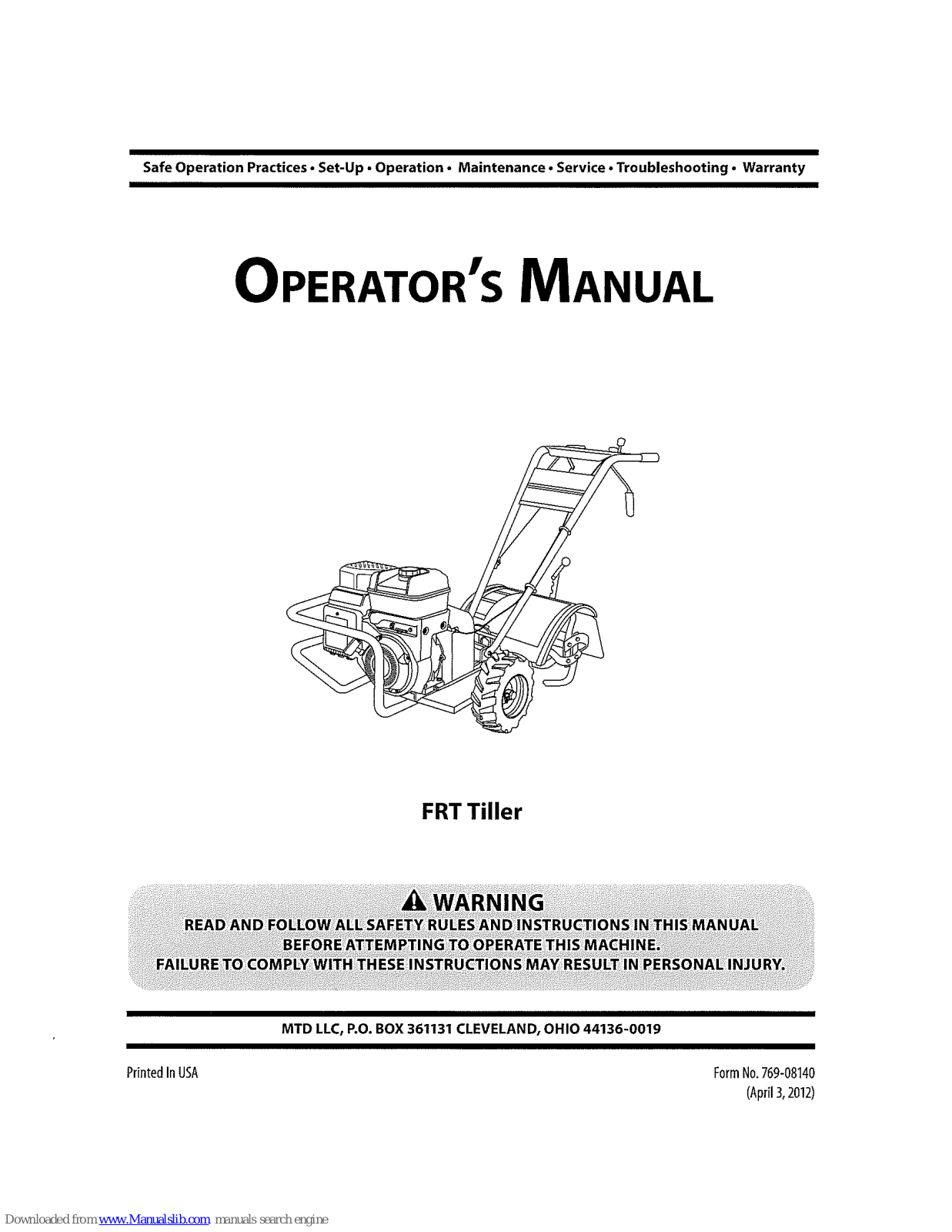 MTD FRT Operator's Manual