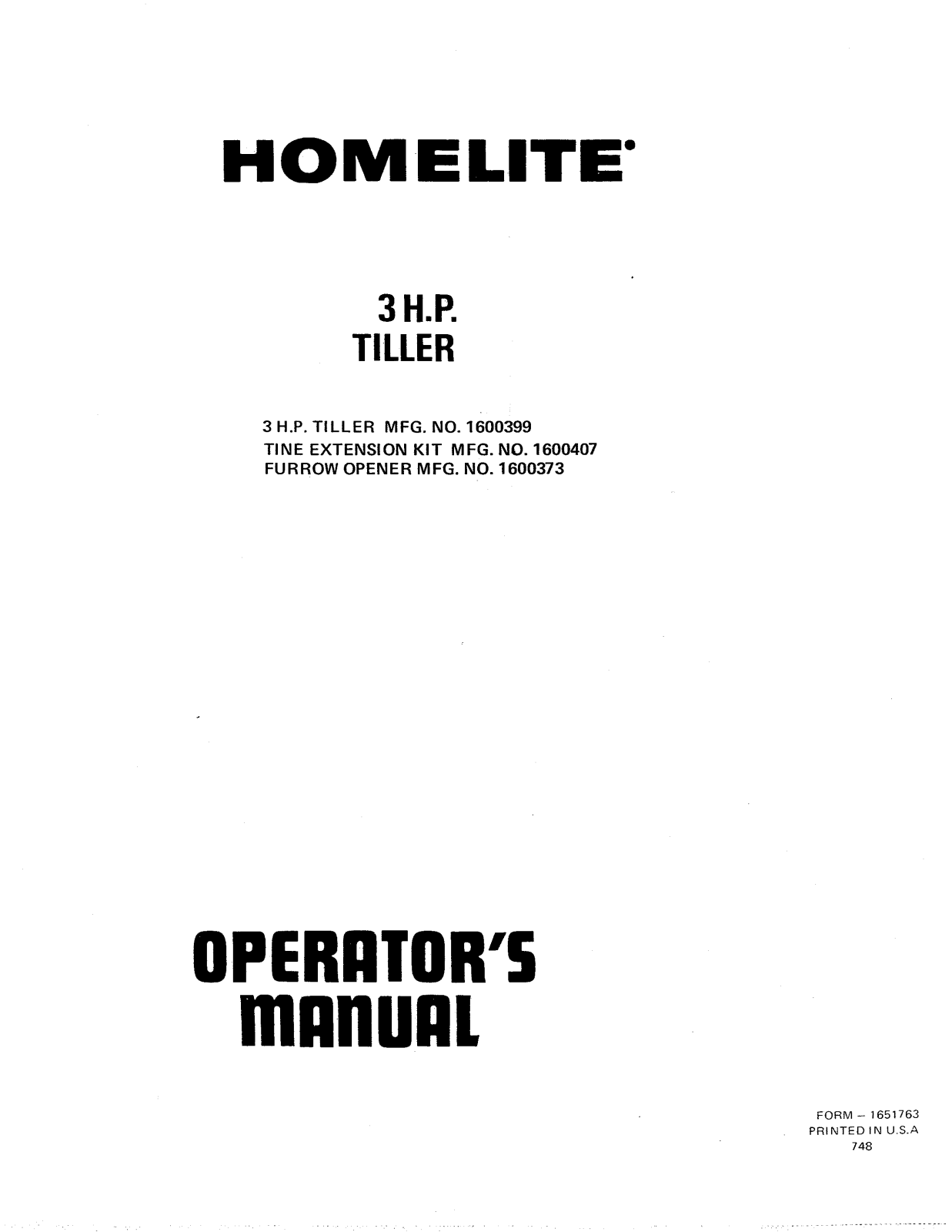 Homelite 1600399, 1600373 User Manual