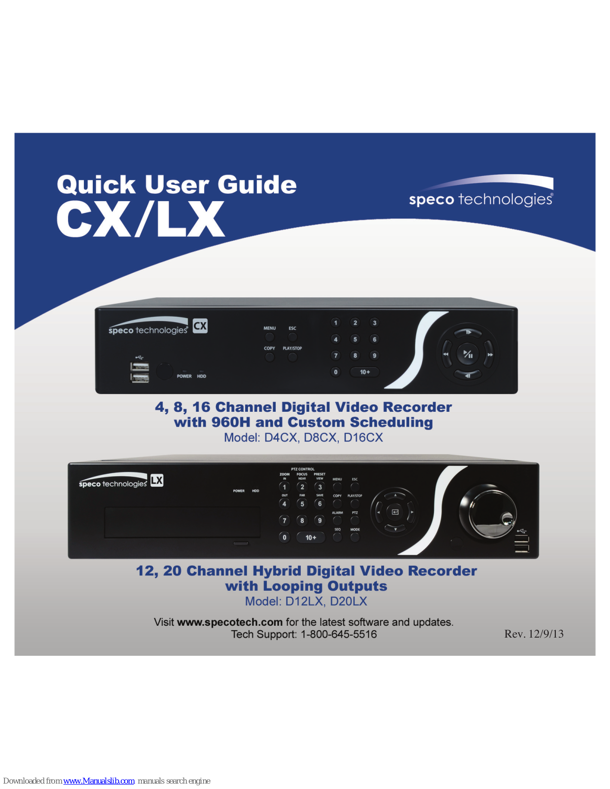 Speco D4CX, D8CX, D16CX, D12LX, D20Lx Quick User Manual