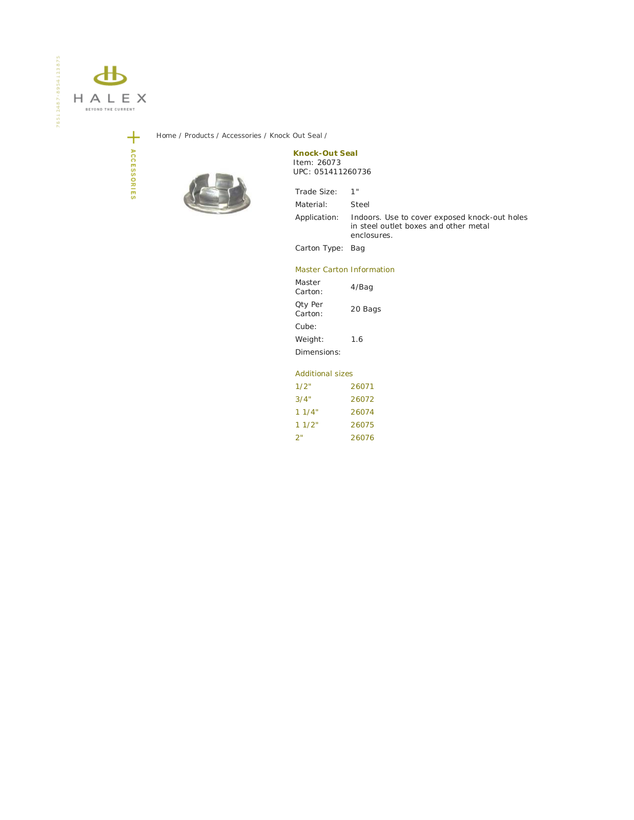 Halex 26073 Data Sheet