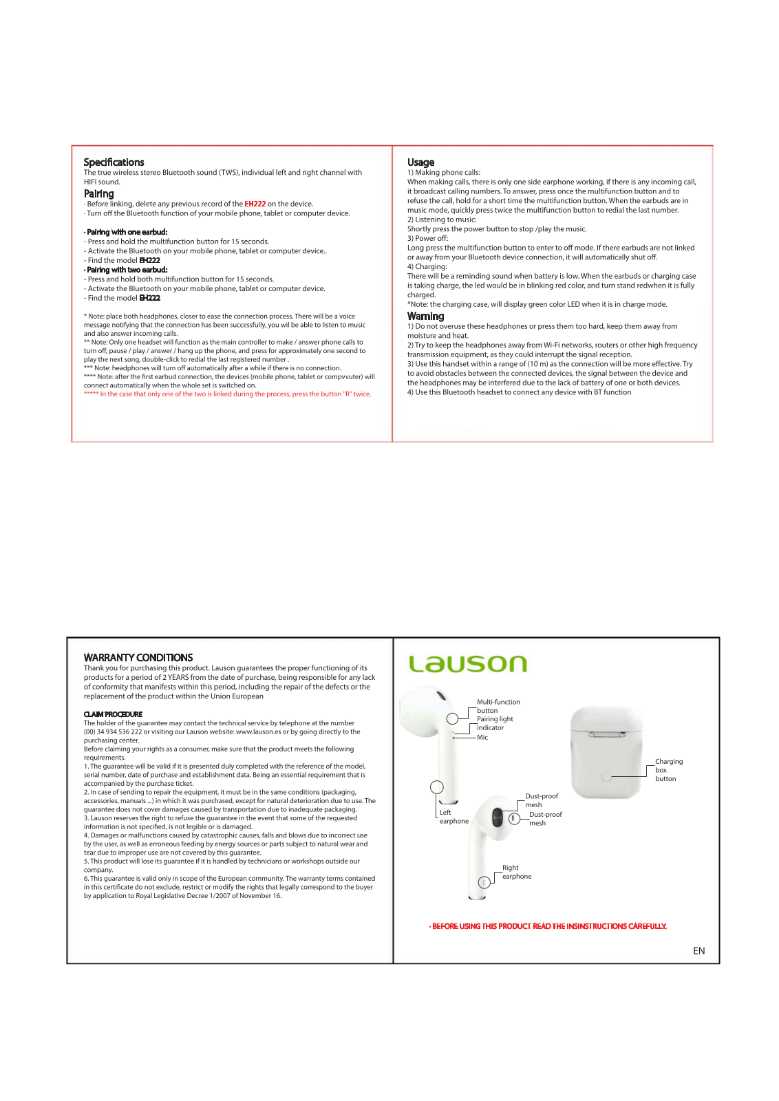 Lauson EH222 User Manual