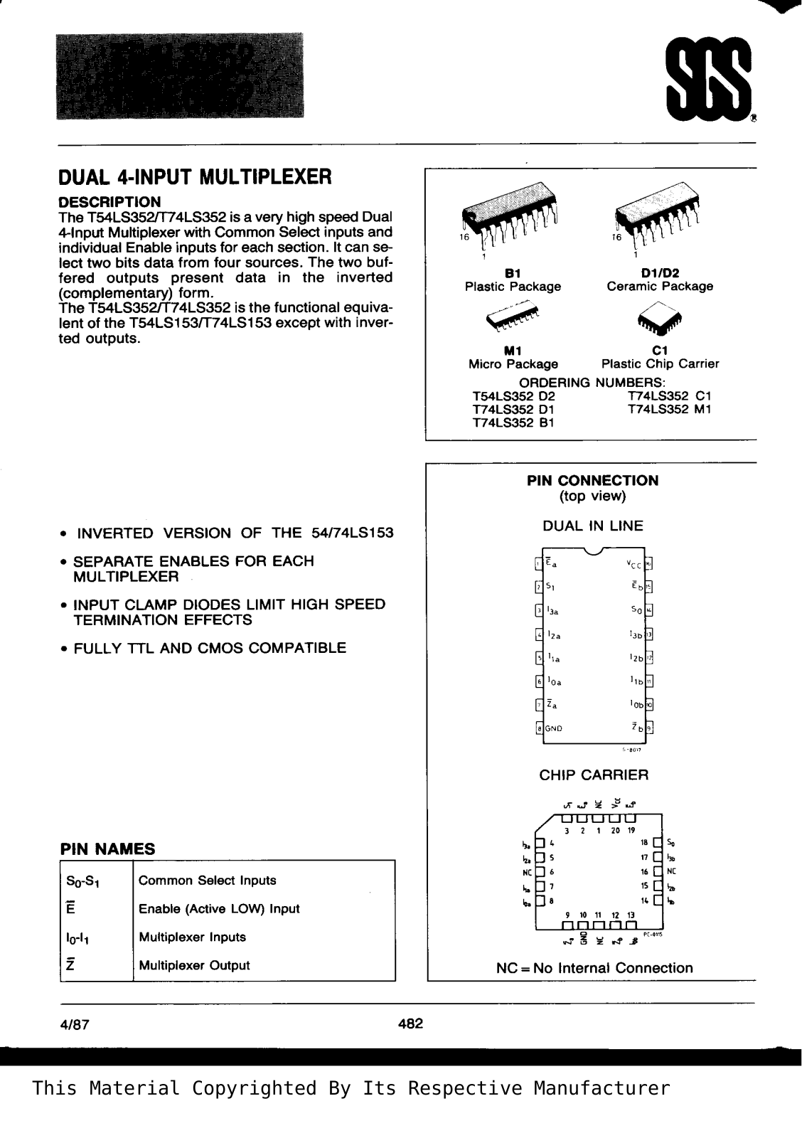 Datasheet T74LS352B1 Specification - ManualMachine.com