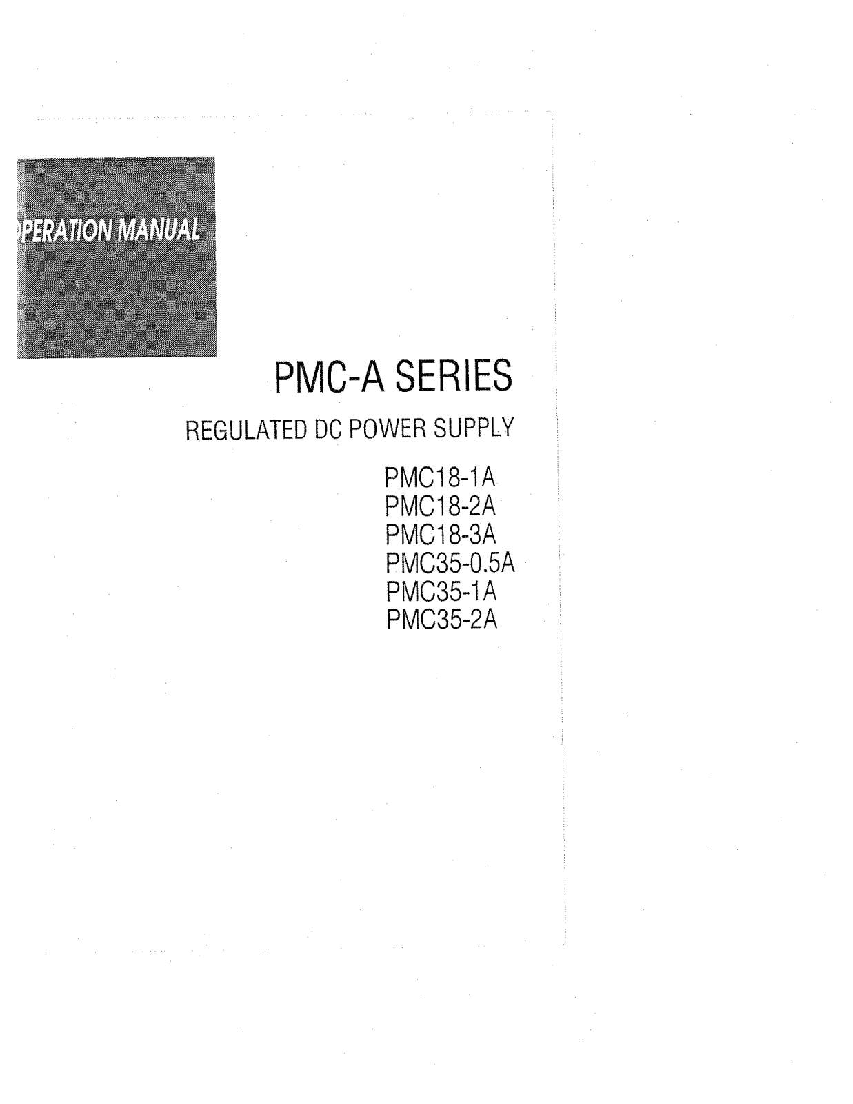 Kikusui Electronics Corporation PMC35-2A, PMC35-1A, PMC35-0.5A, PMC18-1A, PMC18-3A User Manual