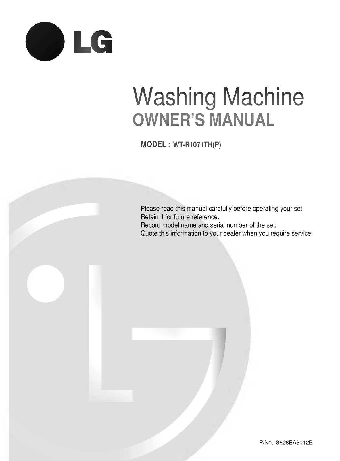 LG WT-R1071TH Manual book