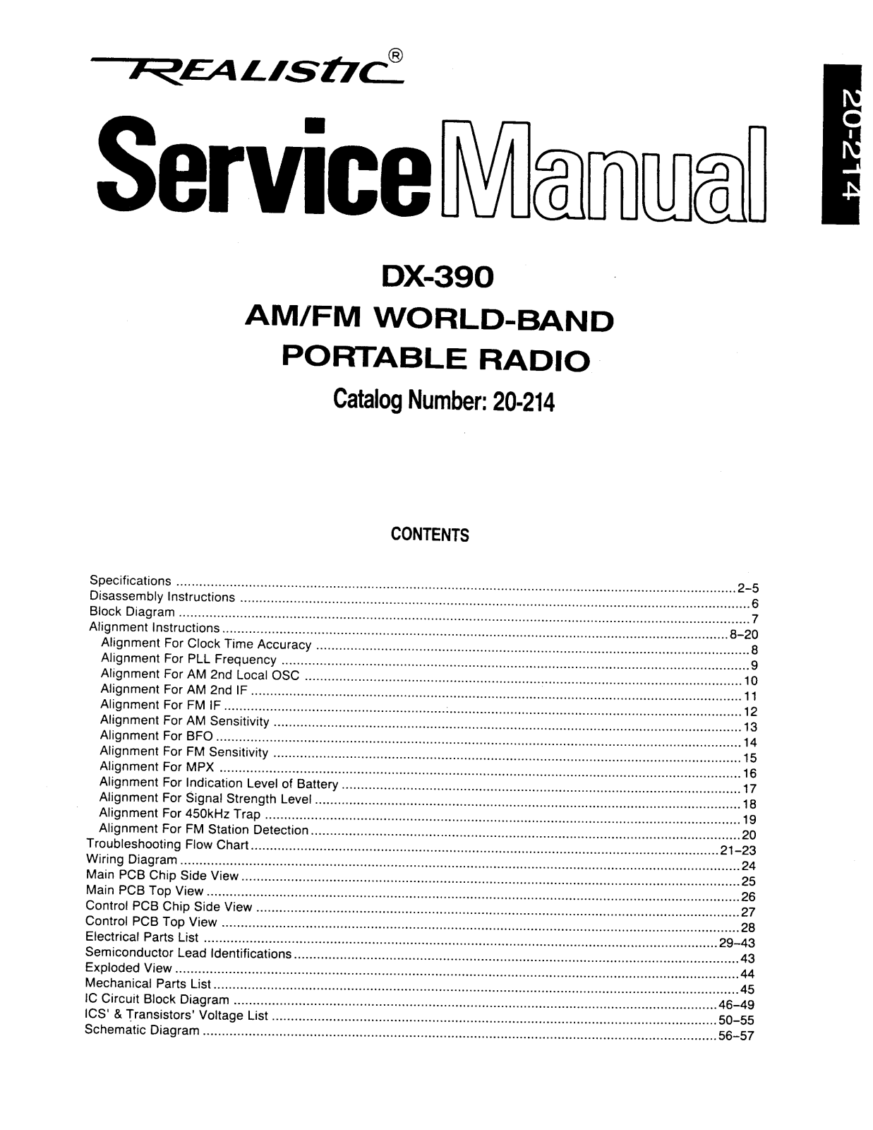 Realistic   RadioShack DX-390 Service Manual