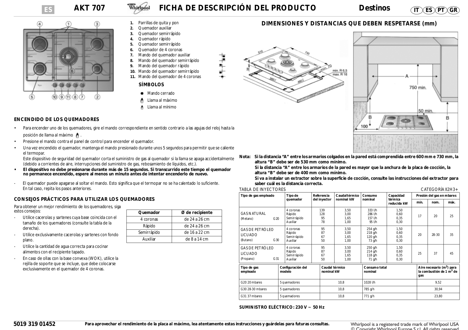 Whirlpool AKT 707/IX User Manual