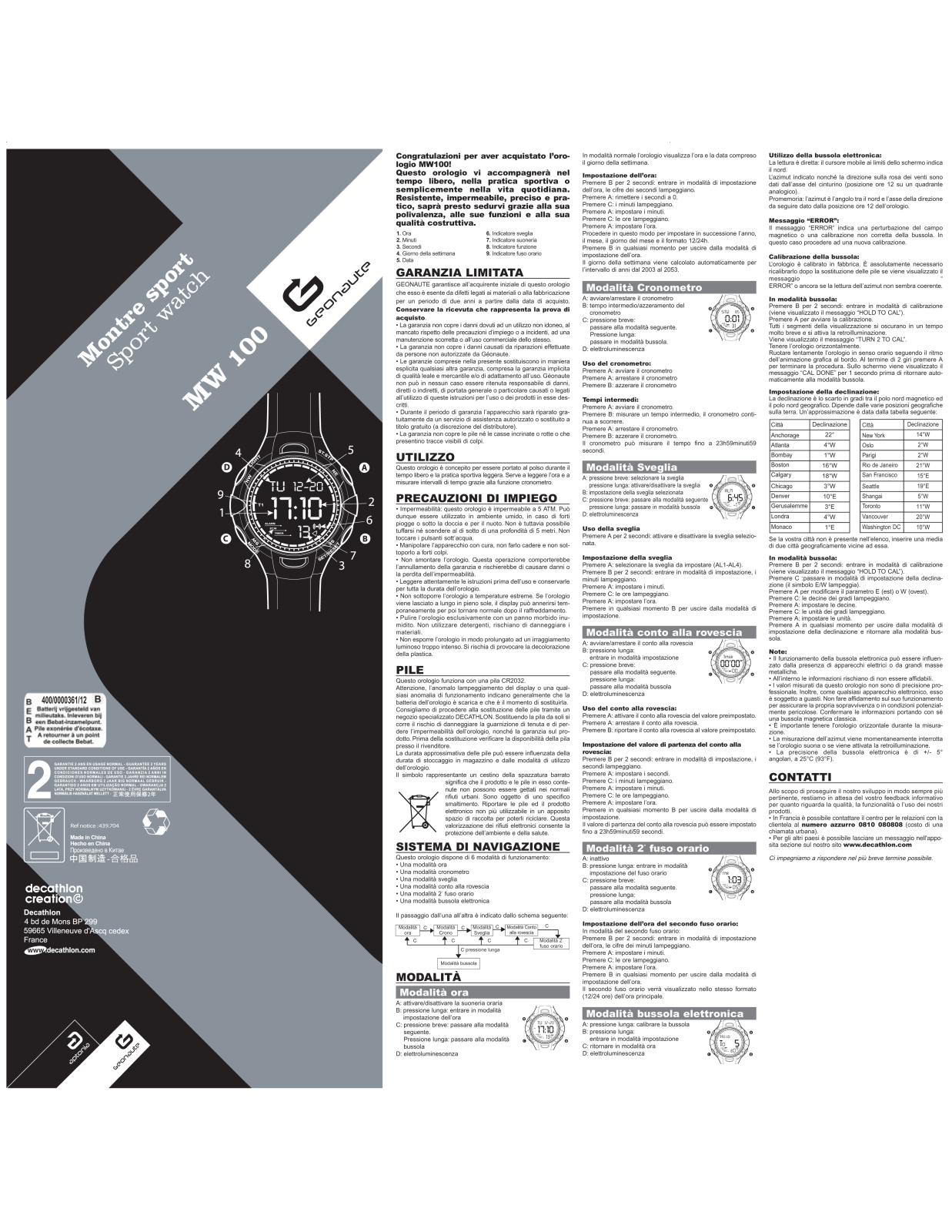 Geonaute MW100 User Manual