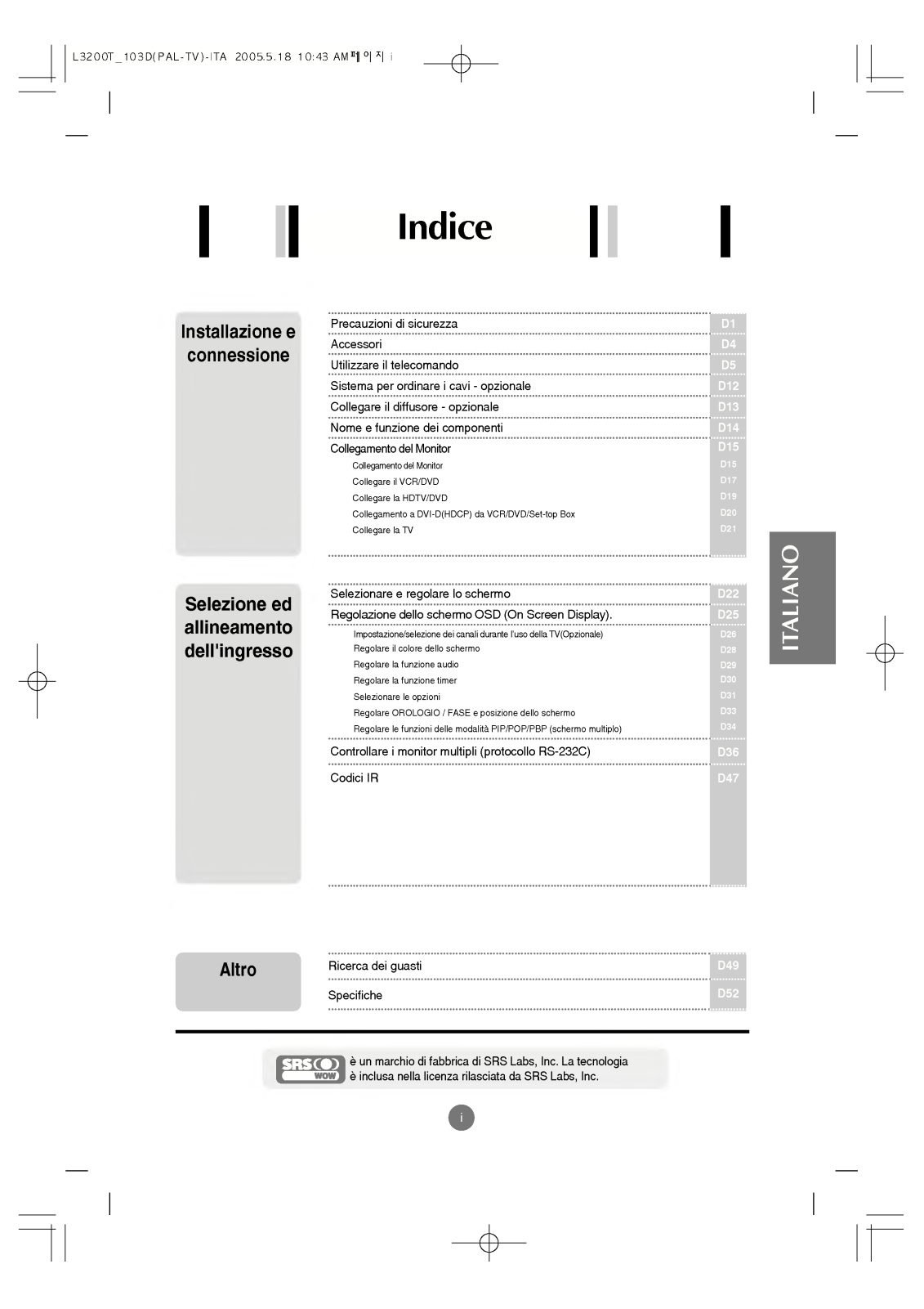 Lg L3200TFS User Manual