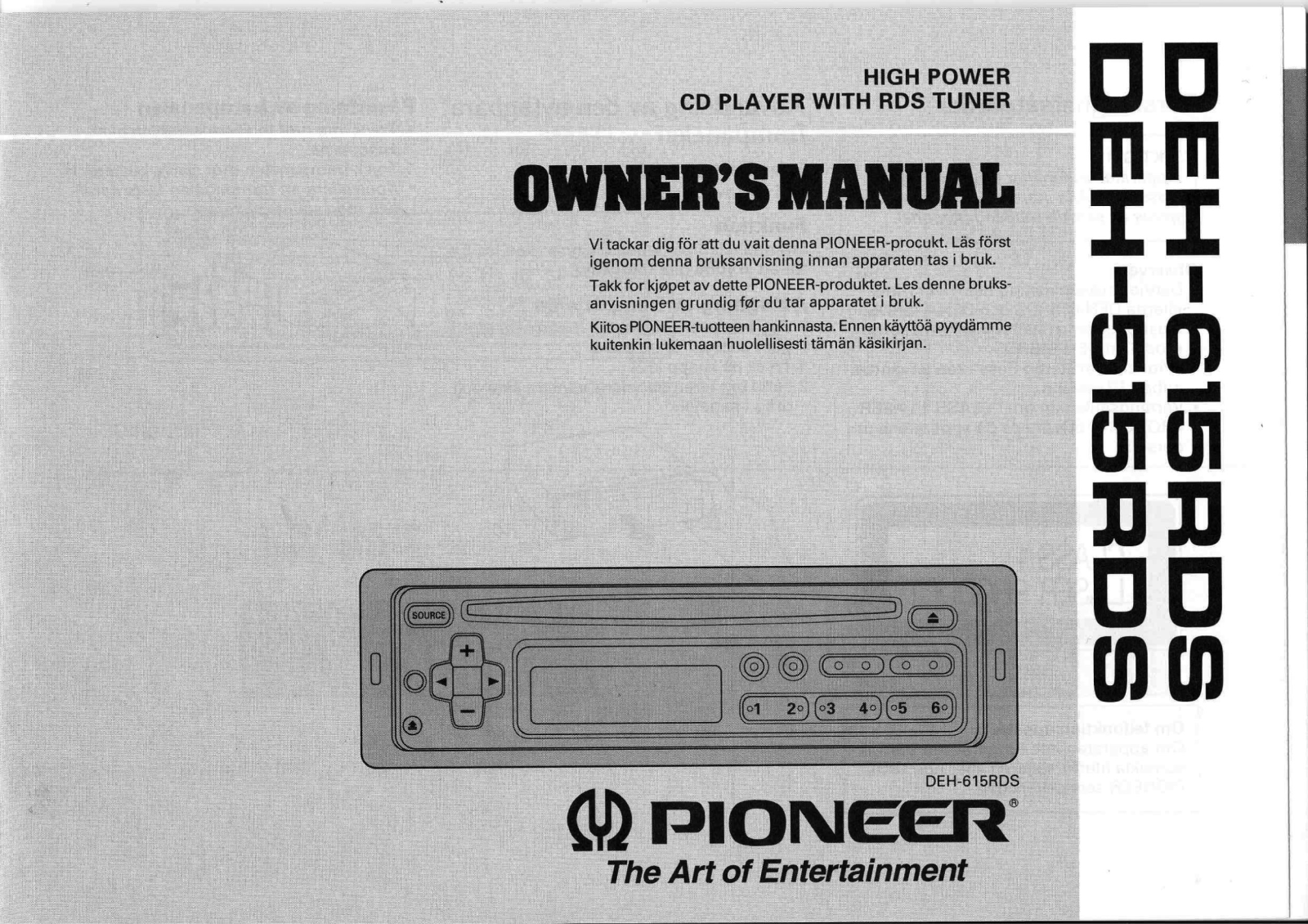 Pioneer DEH-615RDS, DEH-515RDS User Manual