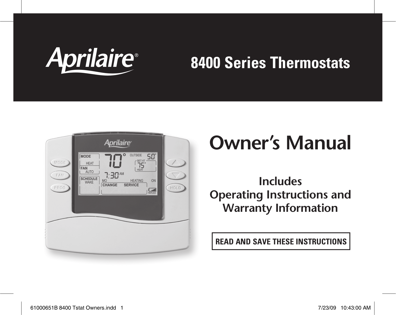 Aprilaire 8400 User Manual