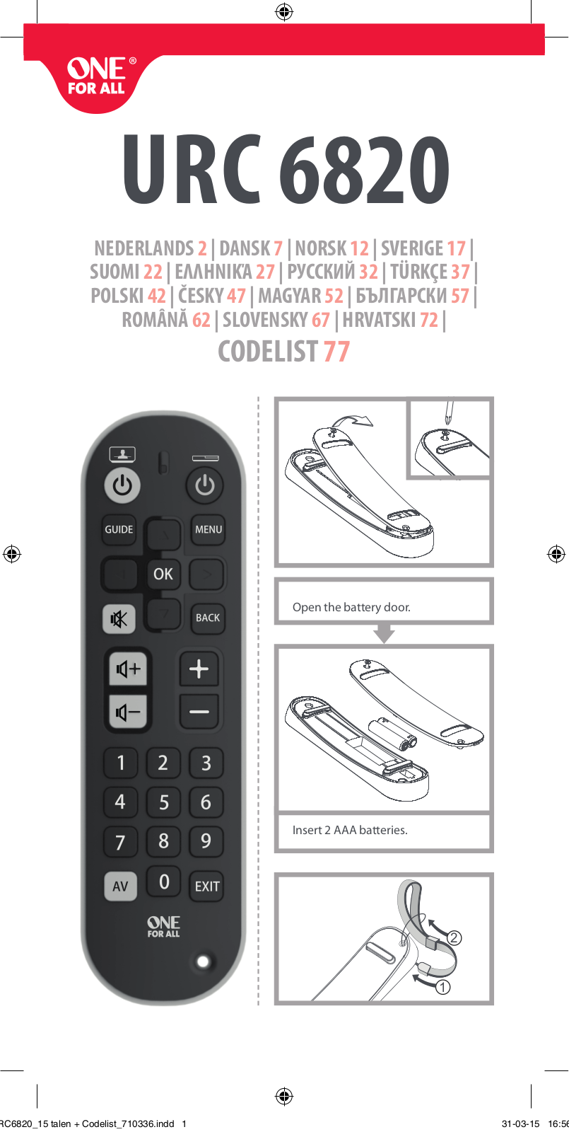 One For All URC 6820 User Manual