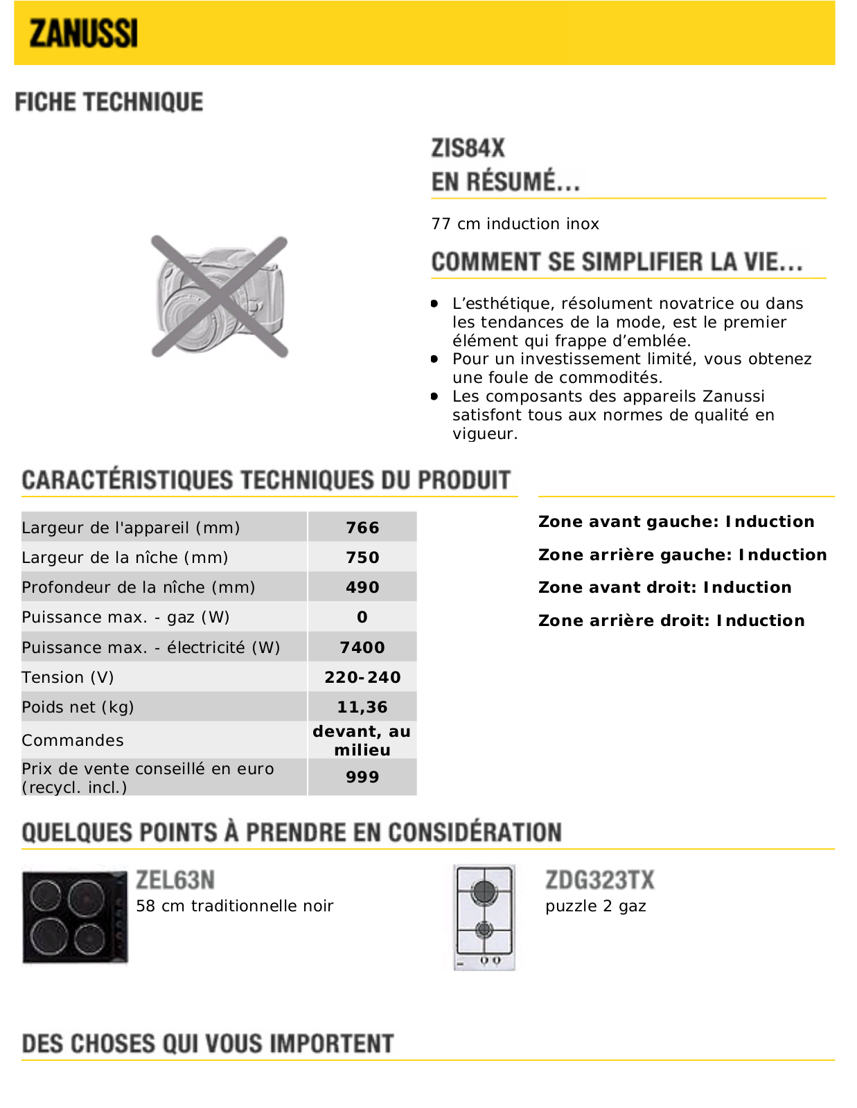 ZANUSSI ZIS84X User Manual