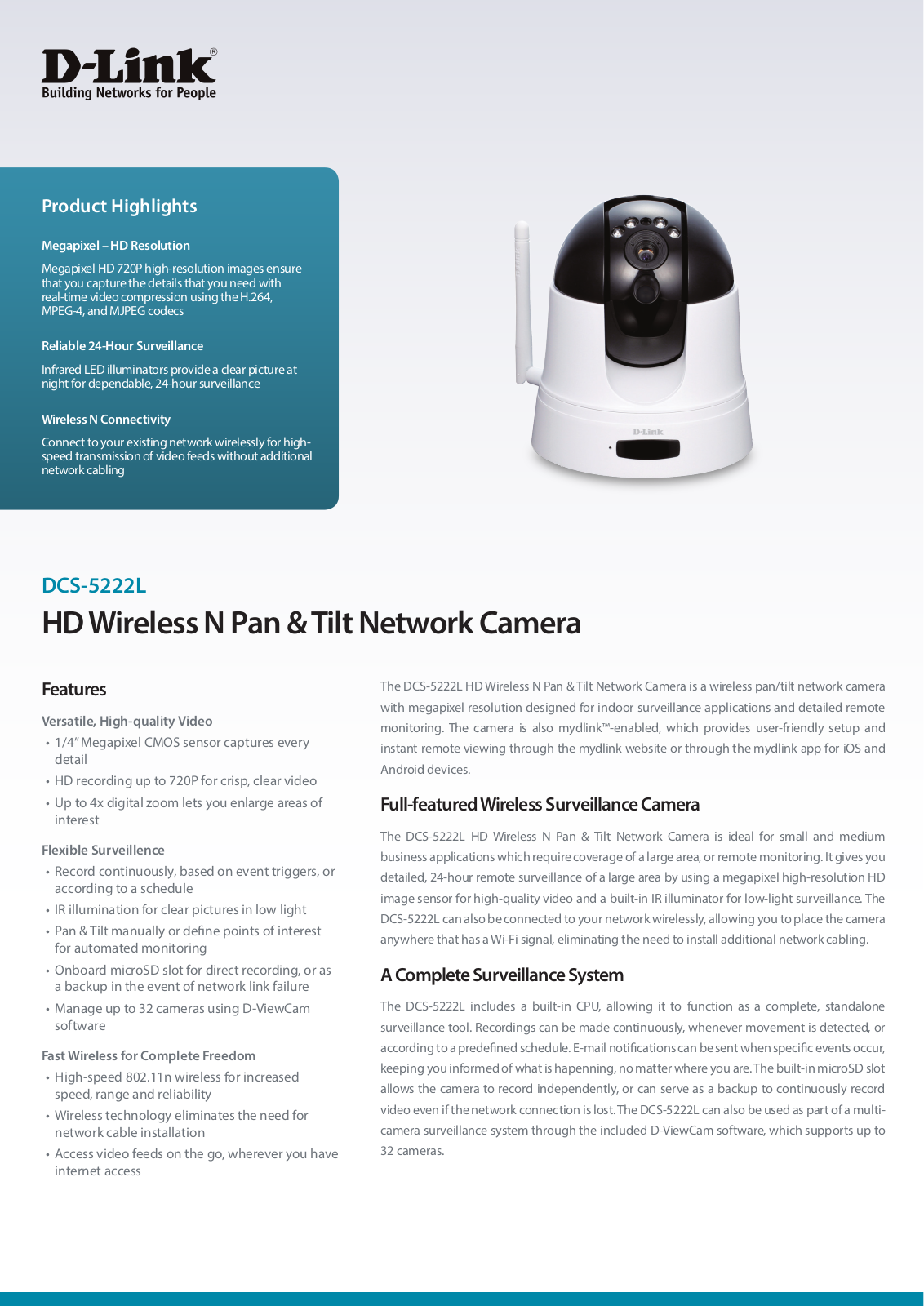 D-Link DCS-5222L/ABB Product Data Sheet